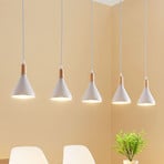 Candeeiro suspenso Lindby Arina, 100 cm, branco, 5 lâmpadas, E14