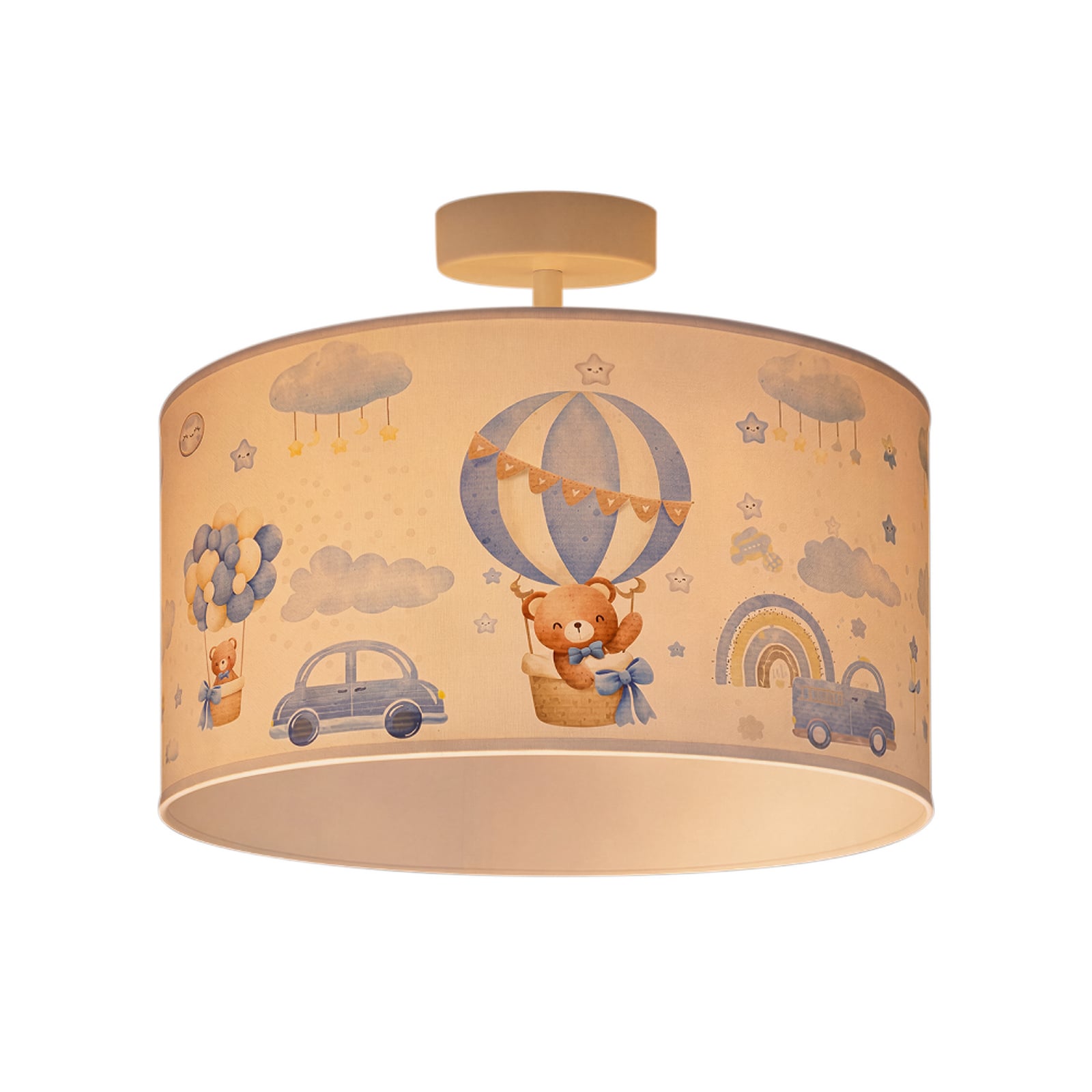 Plafonnier Kids Print bleu clair/blanc Ø 35 cm, en tissu - Duolla Plafonnier Kids Print bleu clair/blanc Ø 35 cm, en tissu - Duolla