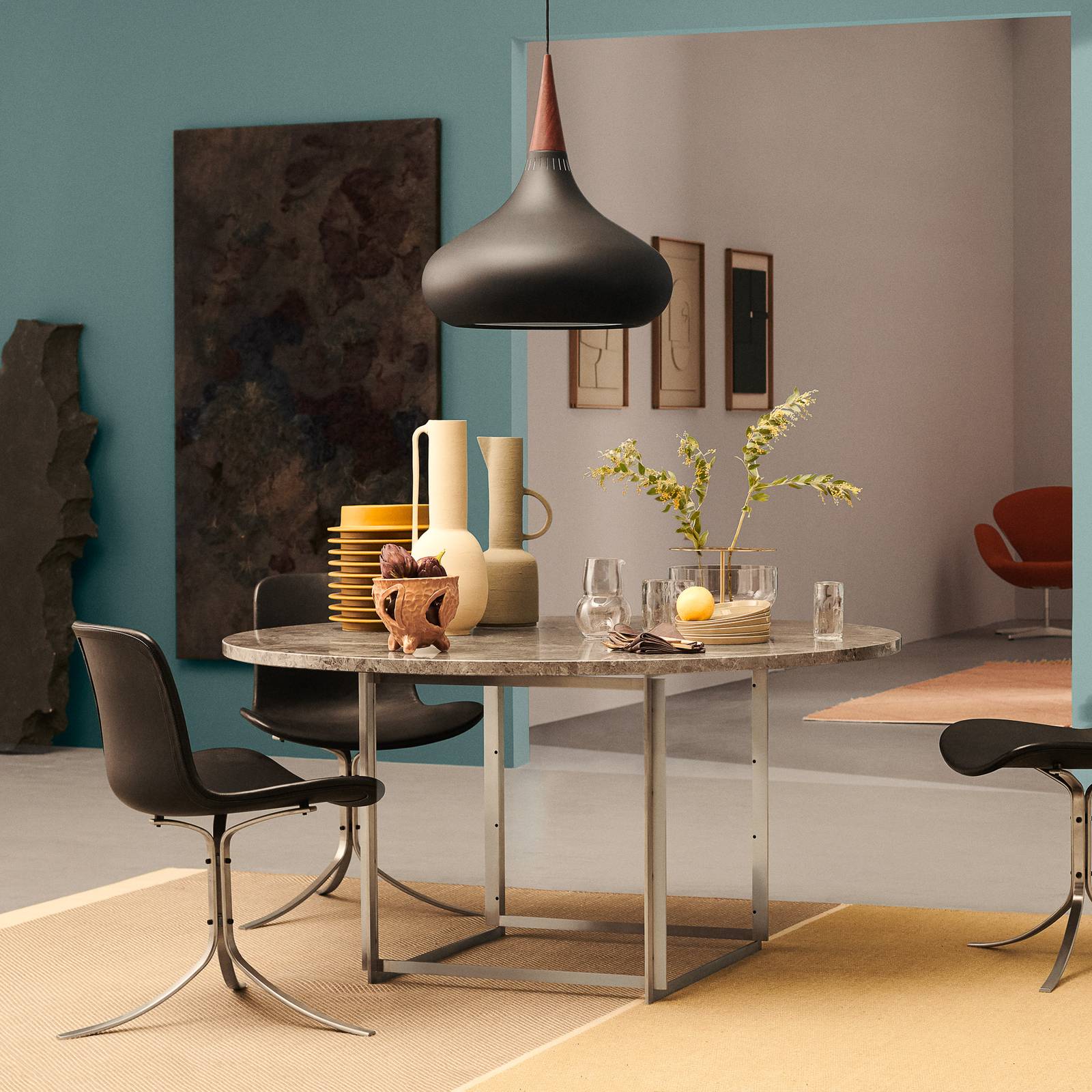 FRITZ HANSEN Orient P3 Wahadło czarny/różowy Ø 50cm