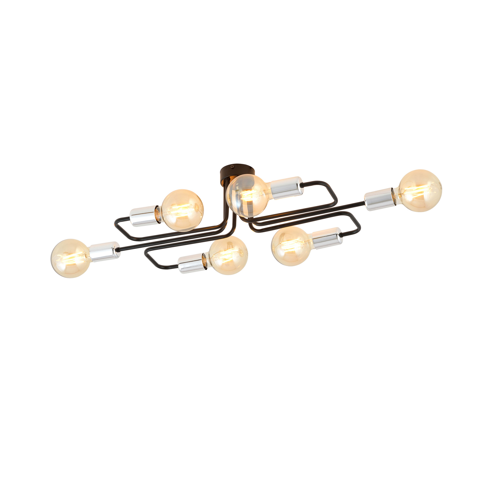Veken 6A loftlampe, 6 lyskilder, sort/sølv