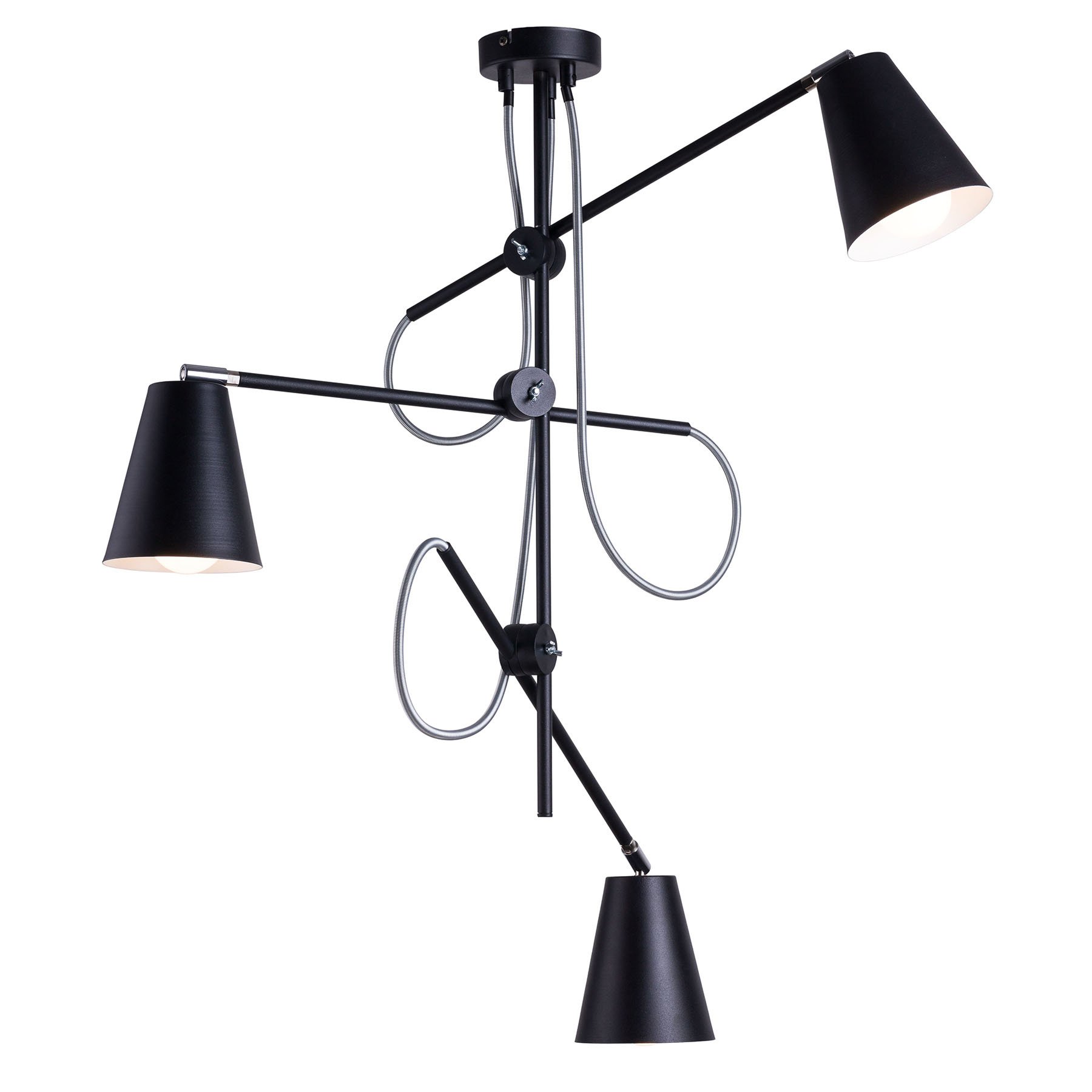 ALDEX 1008 ceiling light, three-bulb, black, for Living / Dining Room, metal, E27, 60 W, energy efficiency: A++, H: 91 cm