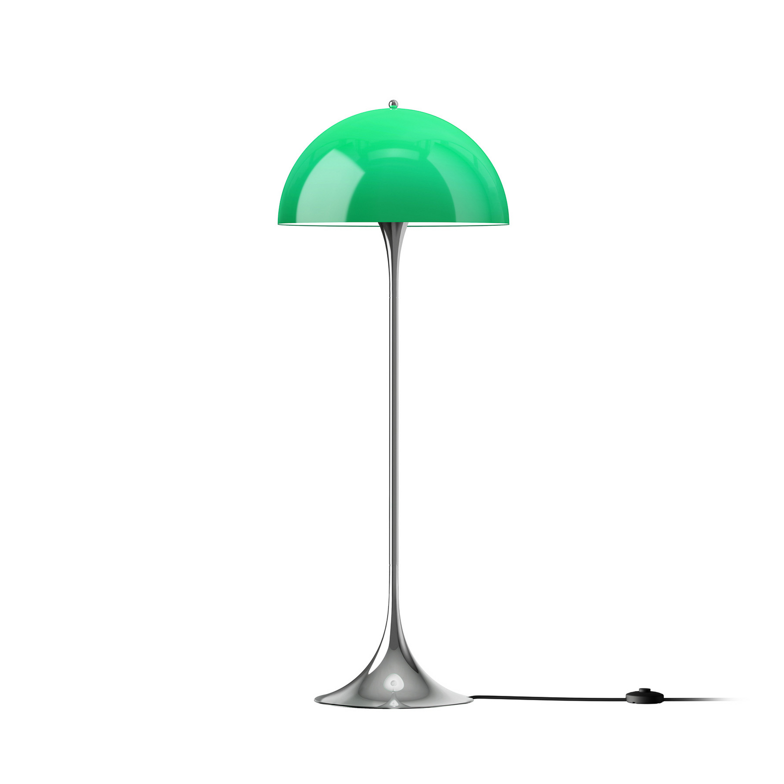 Louis Poulsen Panthella -maavalaisin, vihreä/kromi, korkeus 129 cm