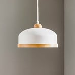 Studio hanglamp met houtdecor, 1-lamp, wit