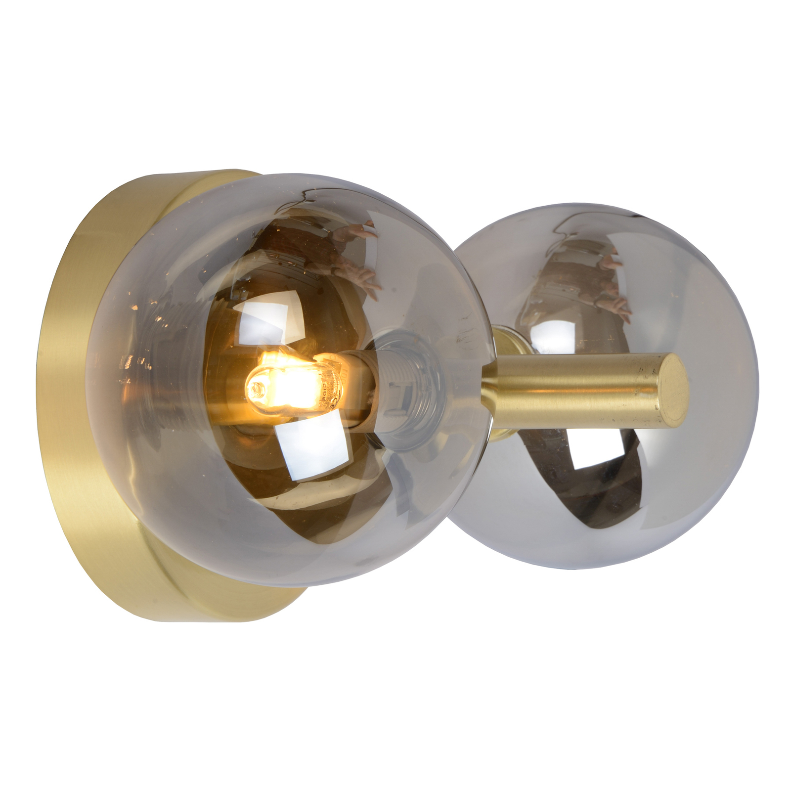 Tycho wall light, 2-bulb, gold/smoky grey