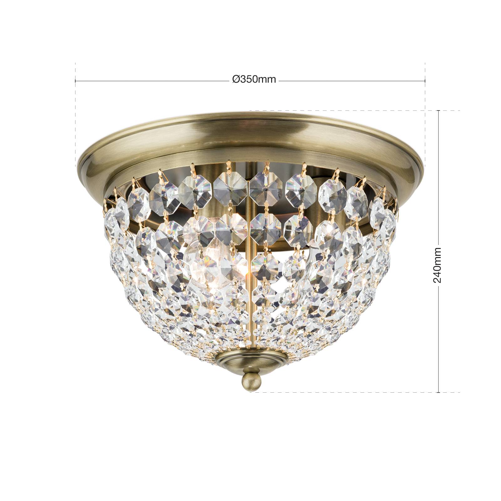 Lampa sufitowa Plafond, patyna/przezroczysty, Ø 35 cm