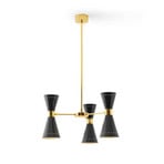 Lampa wisząca Stilnovo Megafono, czarna, długość 54 cm, 6-punktowa.