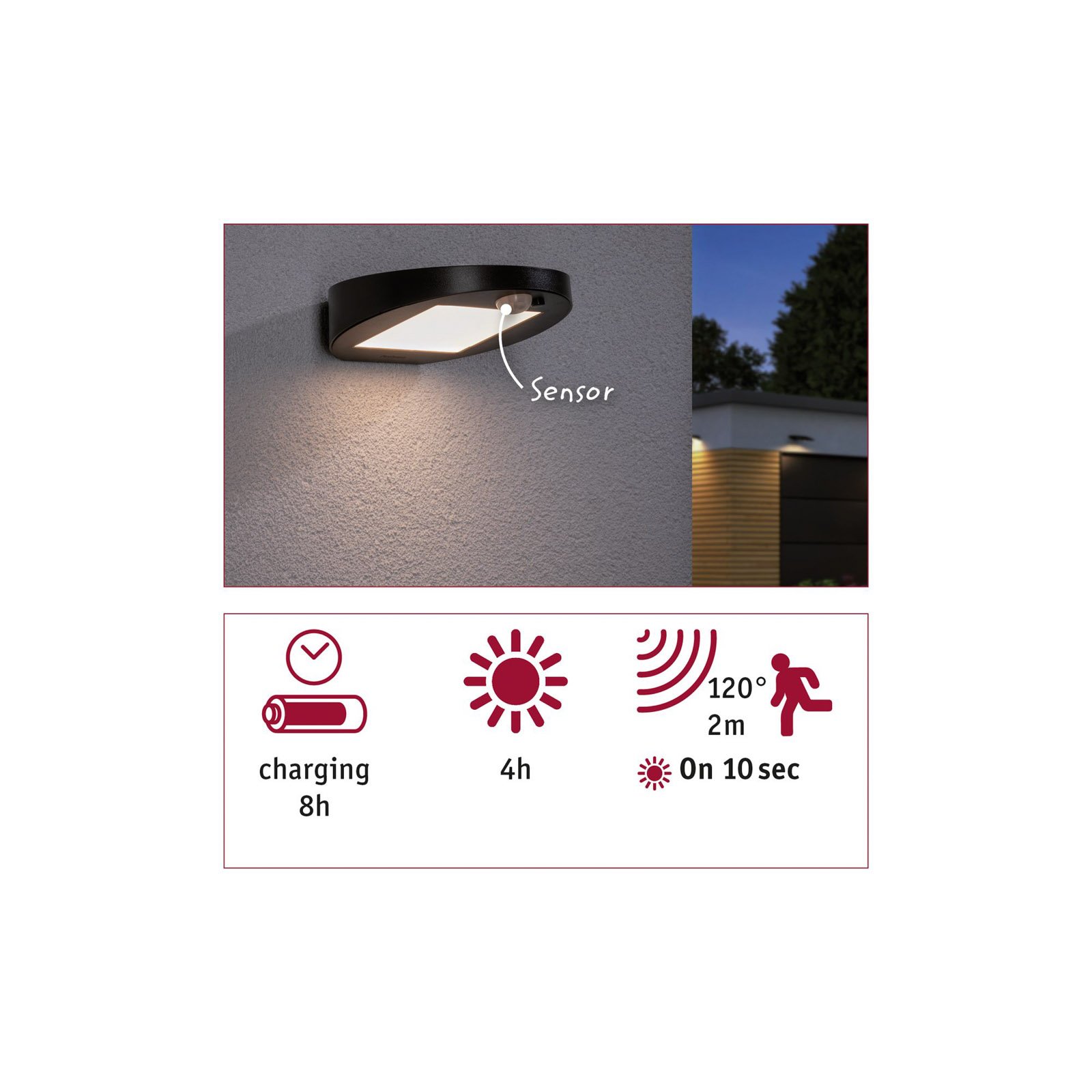 Paulmann LED-Solar-Außenwandleuchte Ryse anthrazit