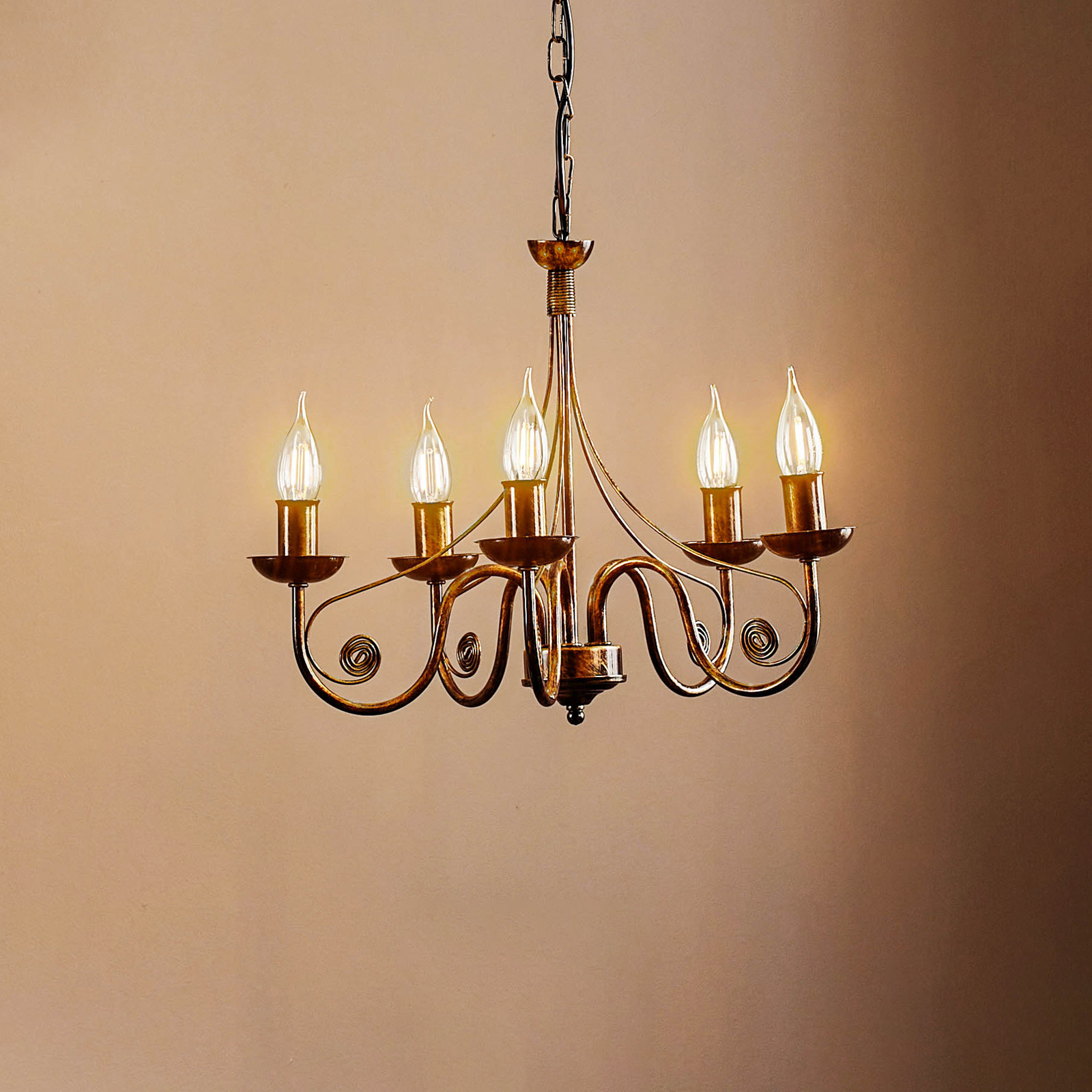 Lampadario Ayleen di acciaio 5 luci, nero