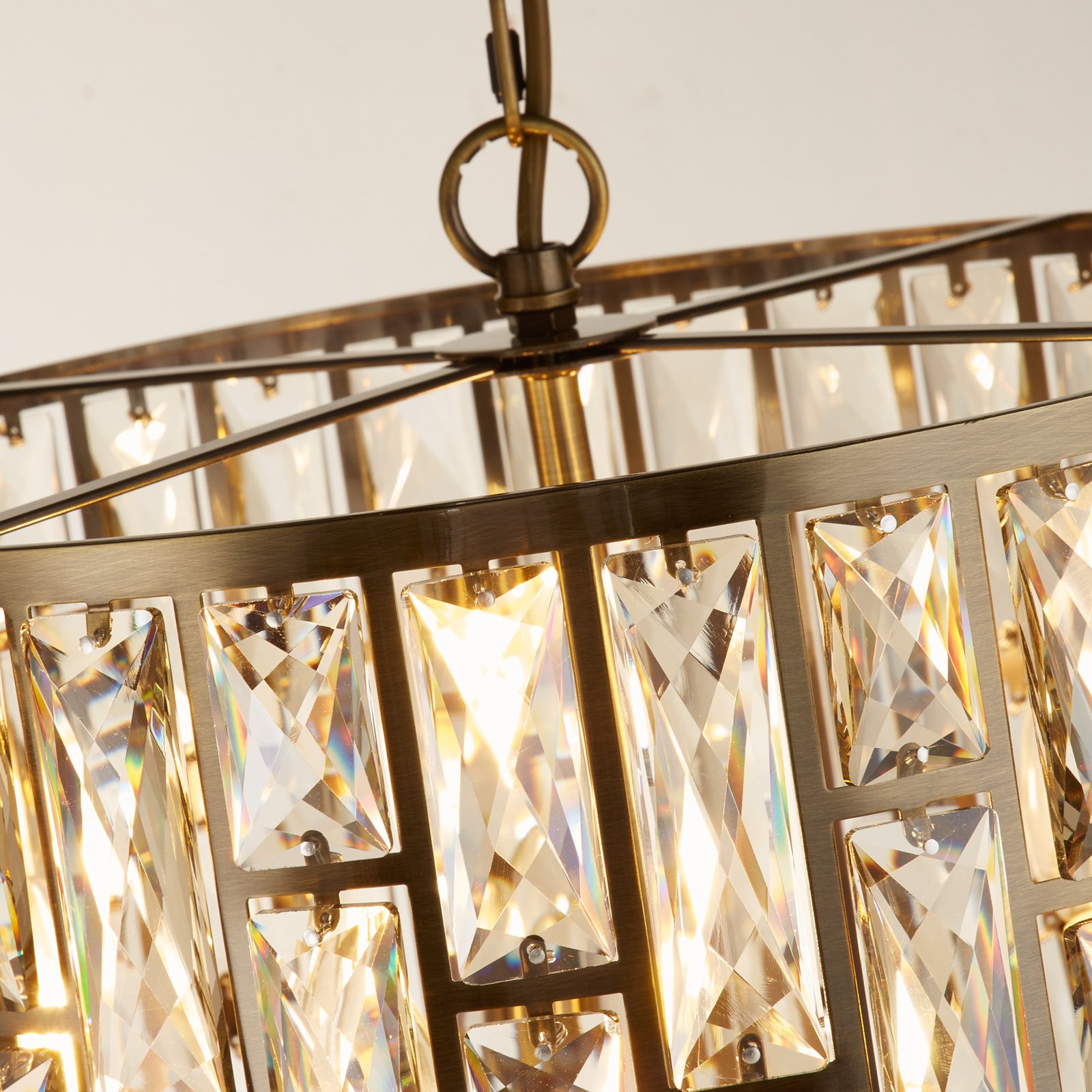 Bijou pendant light, 5-bulb, brass, crystal glass