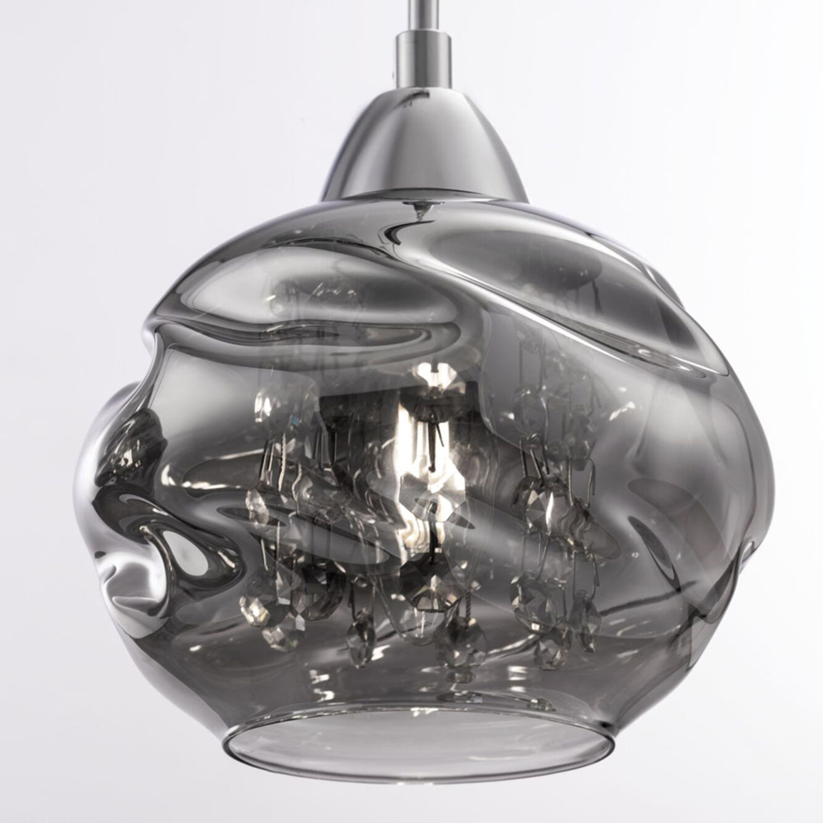 Maytoni Haze pendant light, 3-bulb with glass lampshades, for Living / Dining Room, metal, glass, E14, 40 W, energy efficiency: A++, L: 60 cm