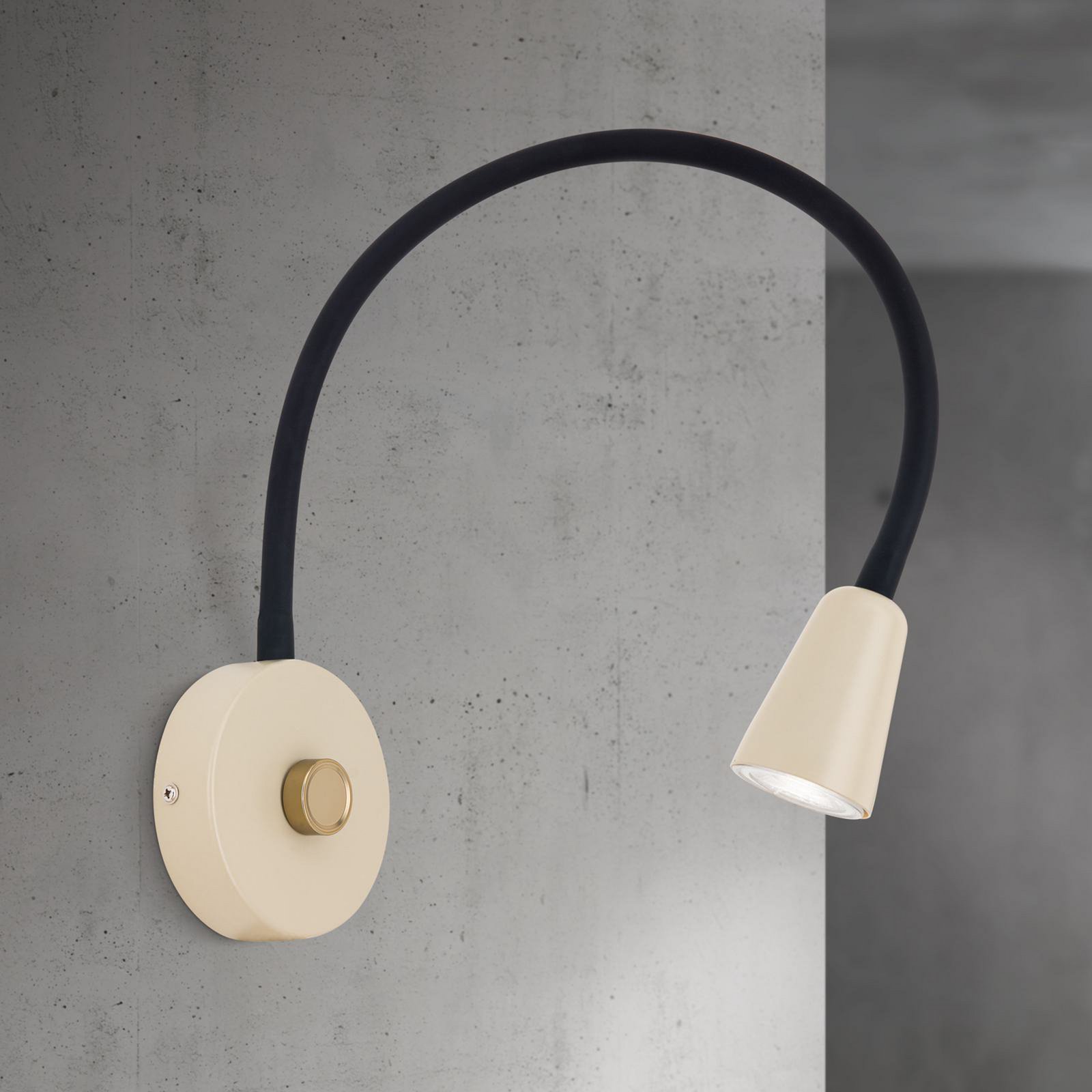 Wandleuchte Dotty, khaki, Flexarm, Dimmer, GU10