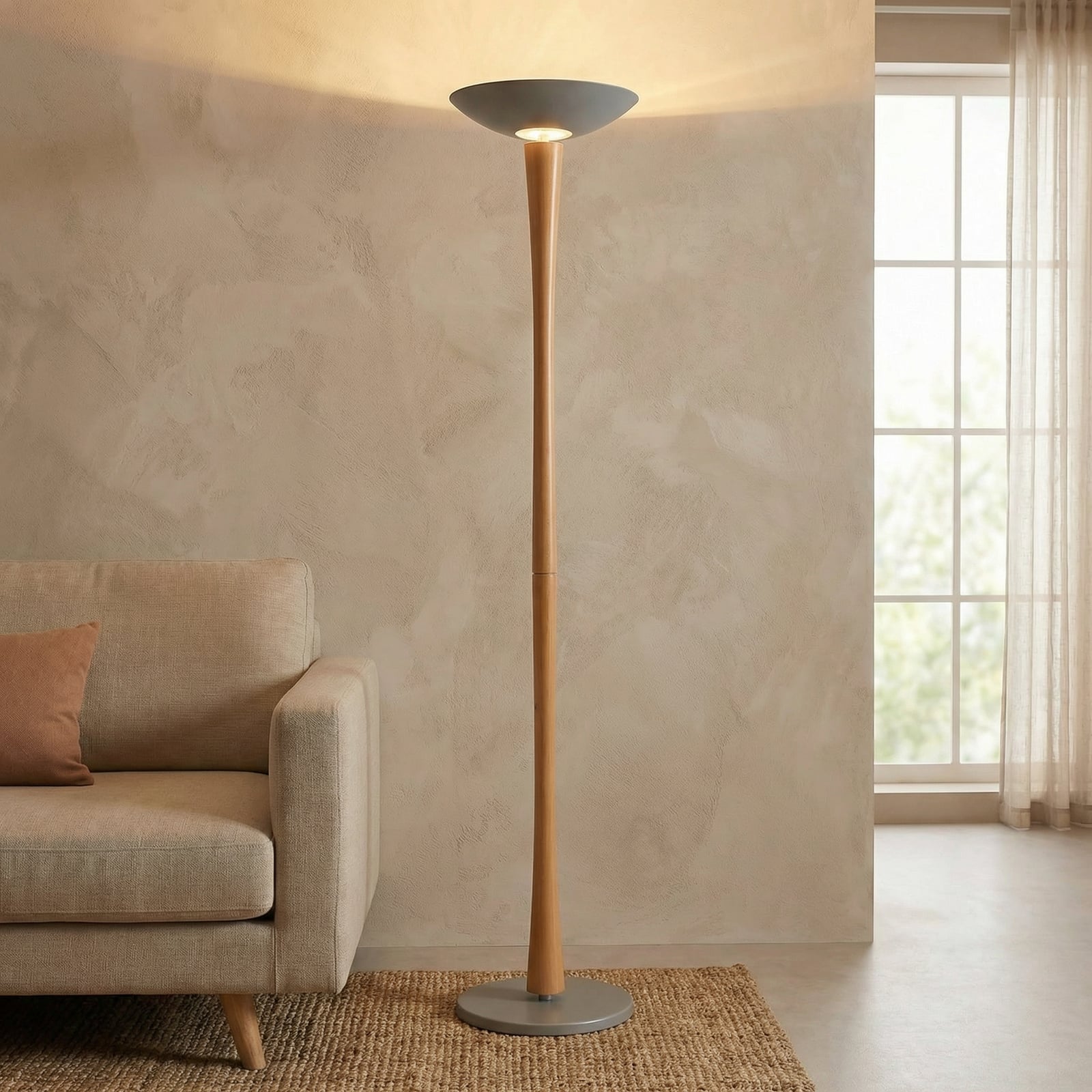 Aluminor Eden LED-Deckenfluter, Birnenholz, grau, 4.000 K Aluminor Eden LED-Deckenfluter, Birnenholz, grau, 4.000 K