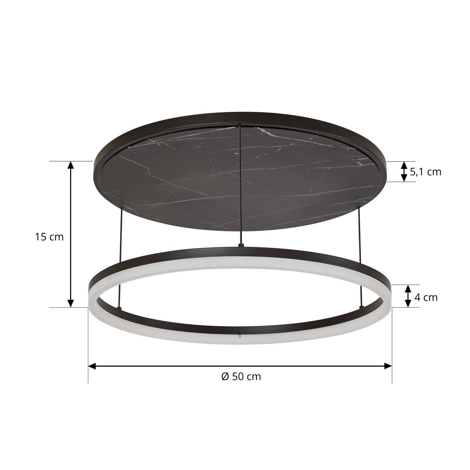 Lampa sufitowa LED Lucande Orven, czarna, Ø 50 cm, ściemniany
