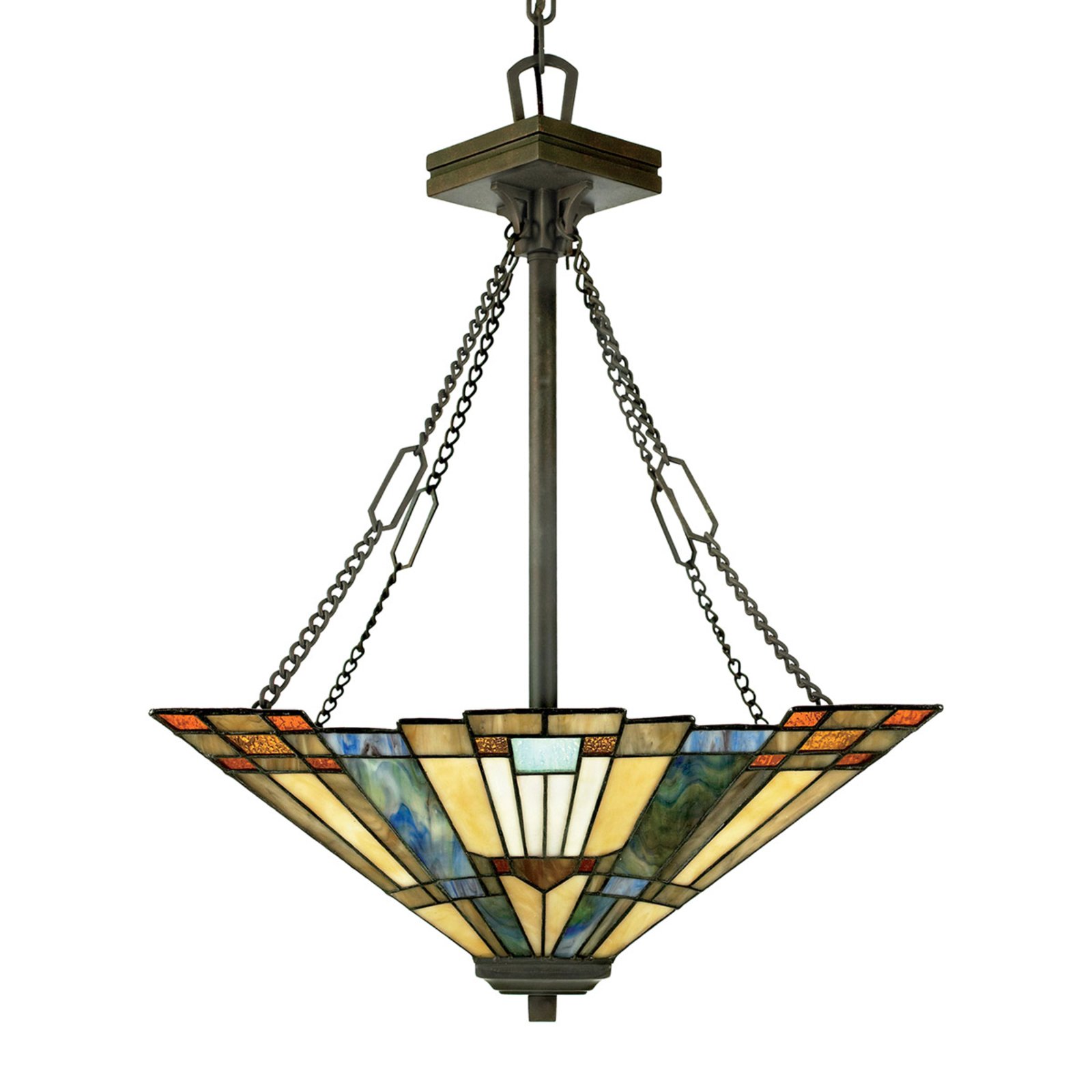 Závěsné světlo Inglenook s barevným sklem L 45 cm