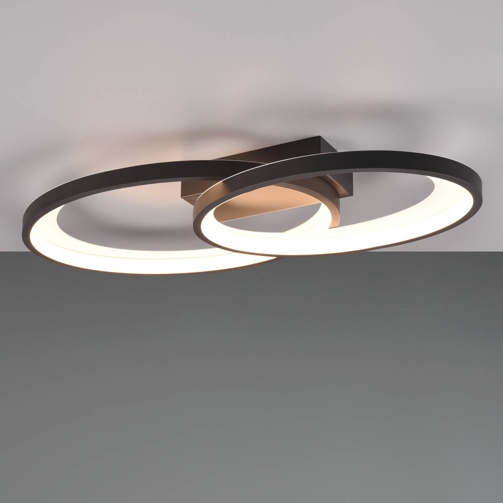Levně LED stropní světlo Malaga se 2 kruhy, černá