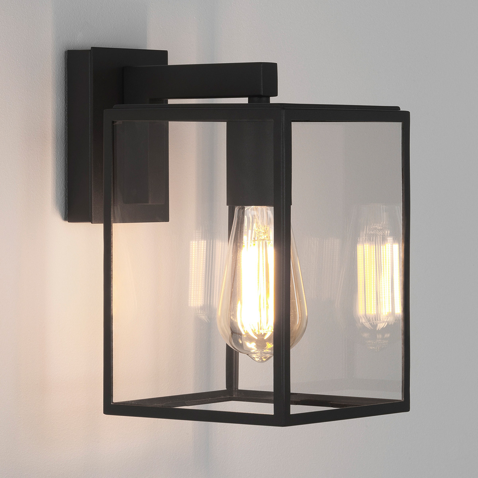 Astro Box Lantern outdoor wall lamp height 26.7 cm, steel, glass, E27, 12 W, energy efficiency: A++, W: 16 cm, H: 26.7 cm
