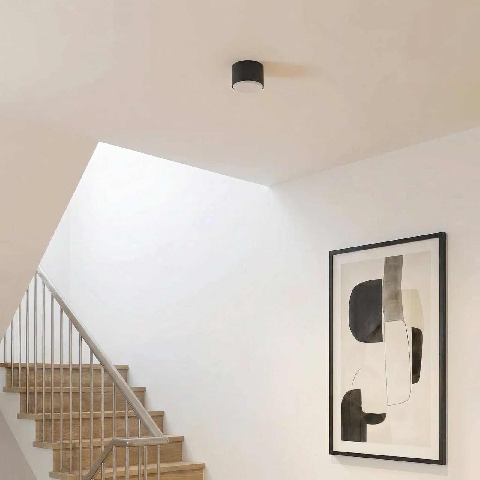 Plafonnier Tubo S, noir, acier, Ø 8 cm, GX53