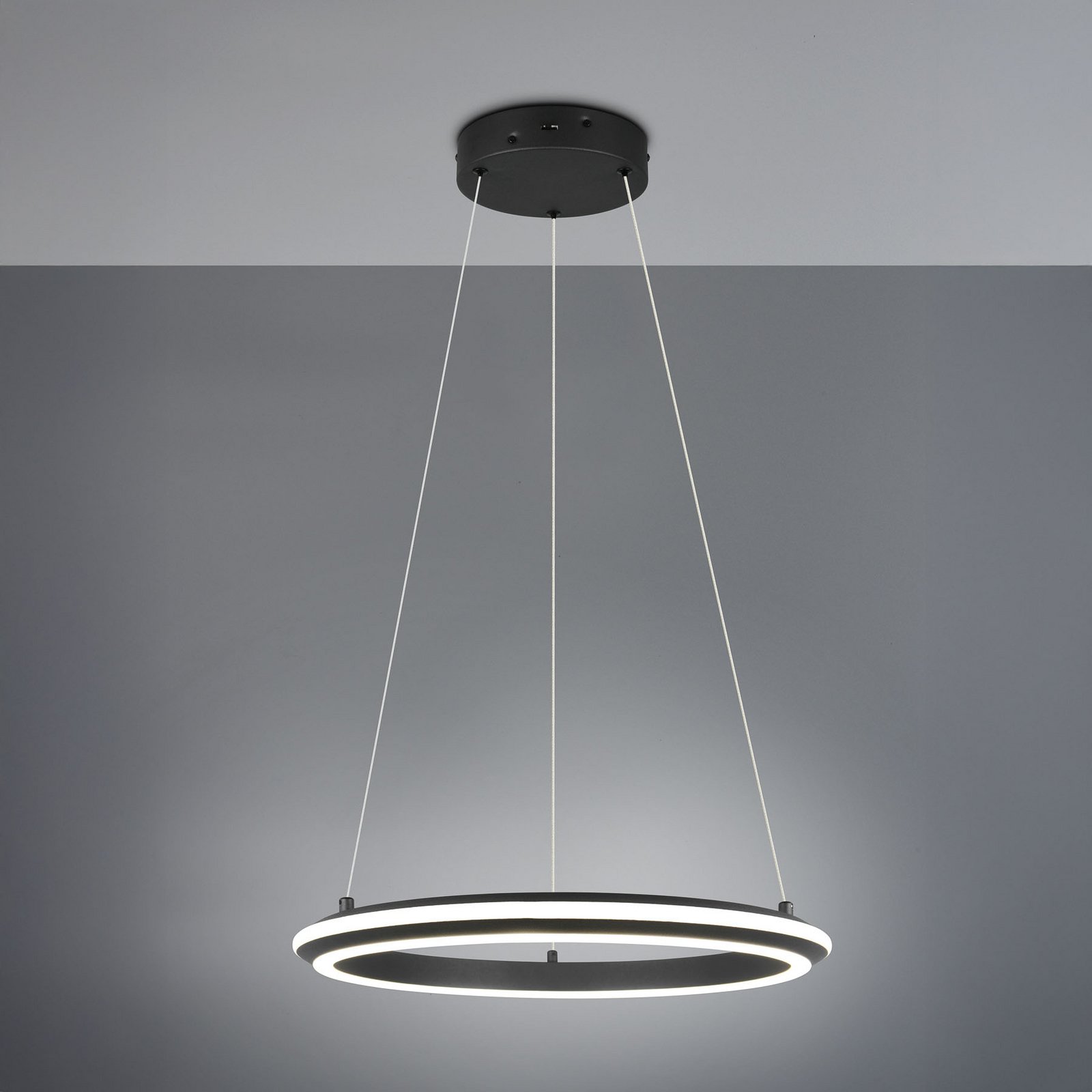 LED висяща лампа Amador, Ø 45 cm, матово черно, метал, CCT LED висяща лампа Amador, Ø 45 cm, матово черно, метал, CCT