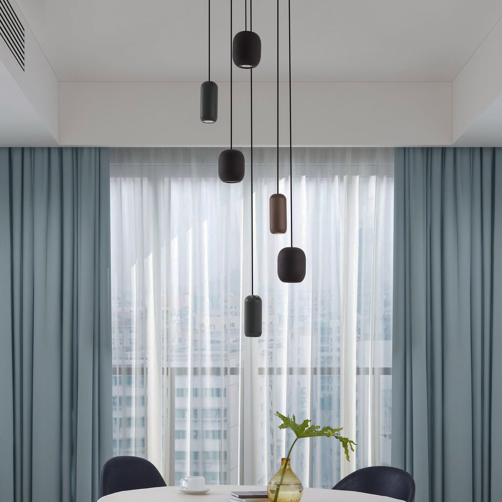 Narion 6 Cluster Suspension Noir - Lucande