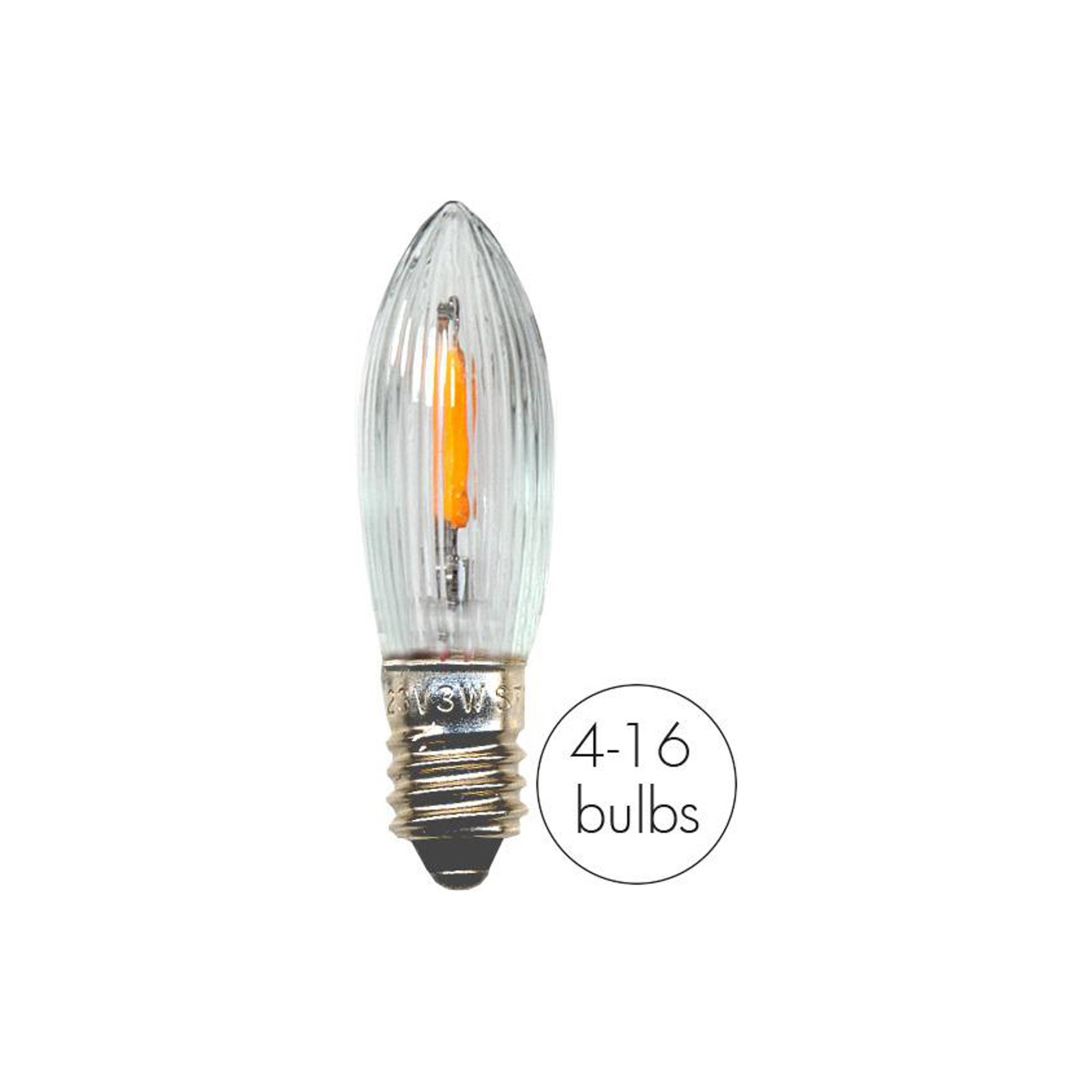 LED-vaihtolamppu kynttilä E10 0.5W kirkas 14-55VAC/DC 7xsetti 7xset