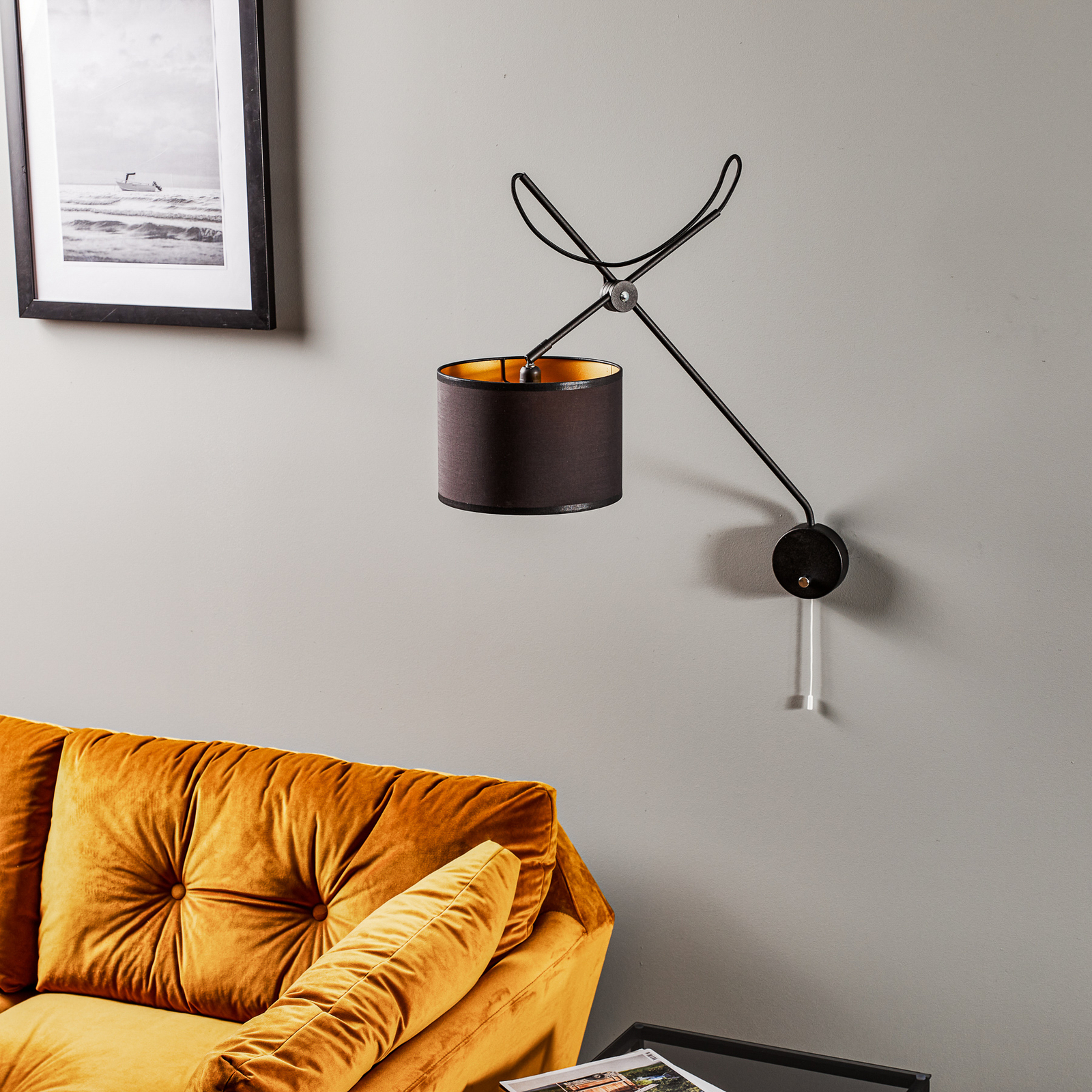 Viper zidna svjetiljka s fleksibilnim okvirom, crna