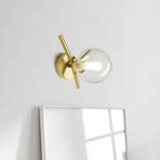 Camely wall light, brushed gold/clear, 1-bulb