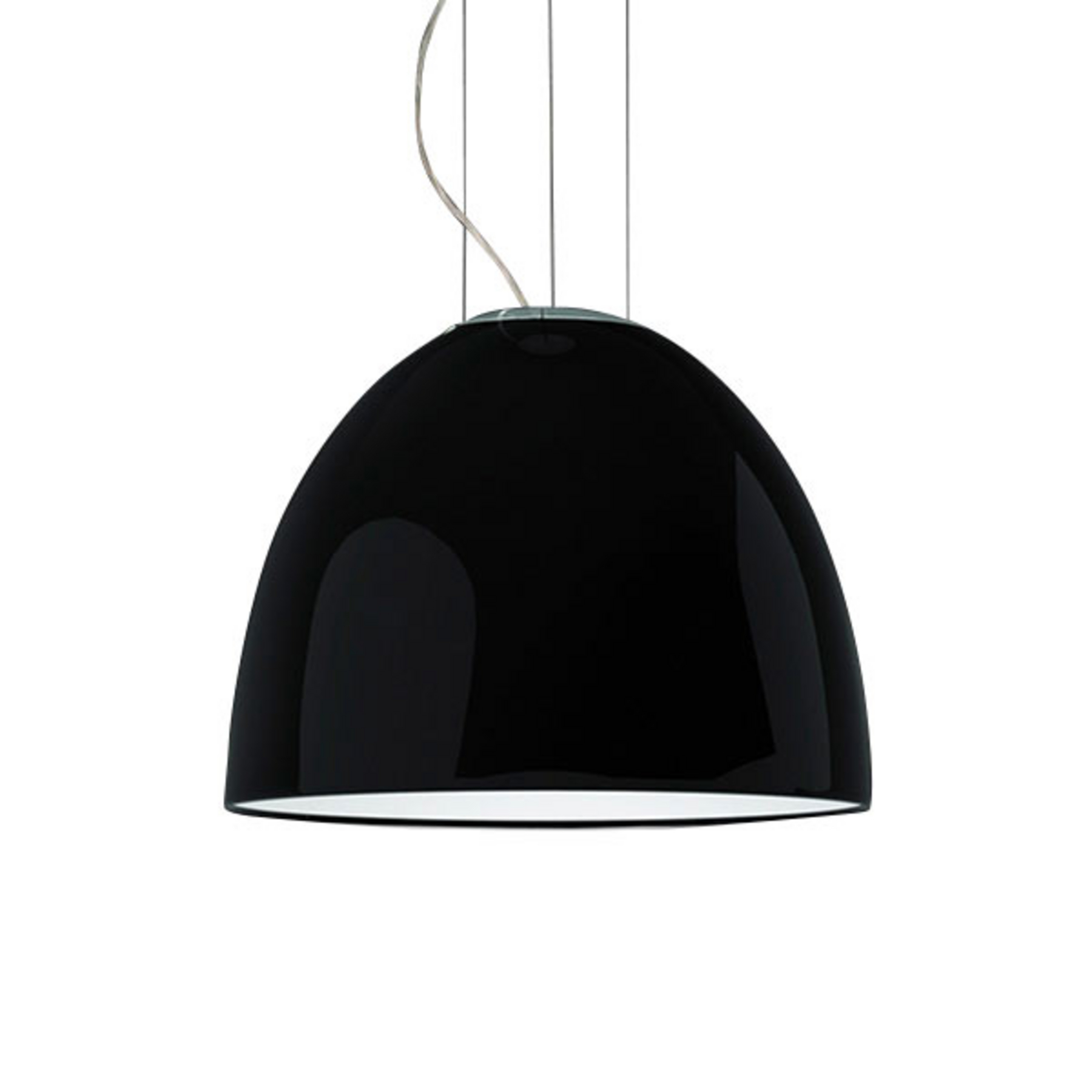 Artemide Nur Mini Gloss hanging light black, for Living / Dining Room, aluminium, glass, polycarbonate, E27, 15 W, energy efficiency: A++, H: 28.5 cm