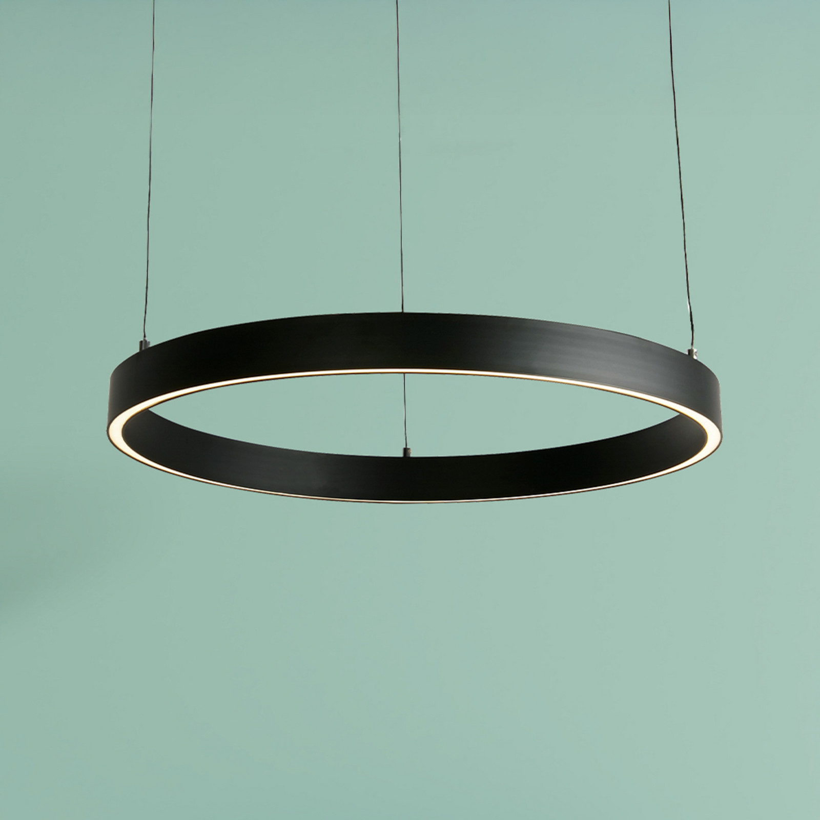 Searchlight Lampă suspendată LED Layla negru Ø 64 cm CCT înălțime reglabilă - Camera de zi / sufragerie - Modern - negru opal - Metal