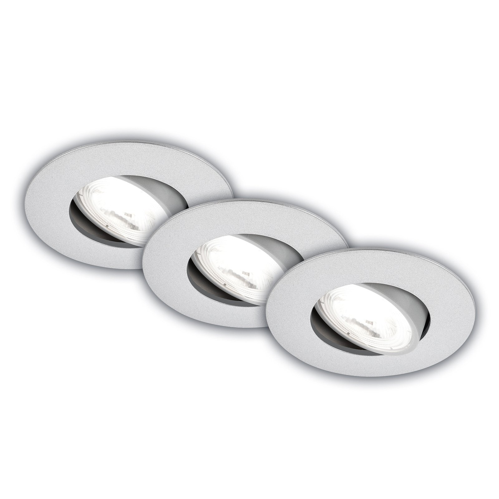 LED recessed light Kulana A, matt chrome, 4000K, set of 3