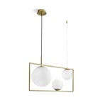 Hanglamp Buble, goud, 3 opaalglazen kappen