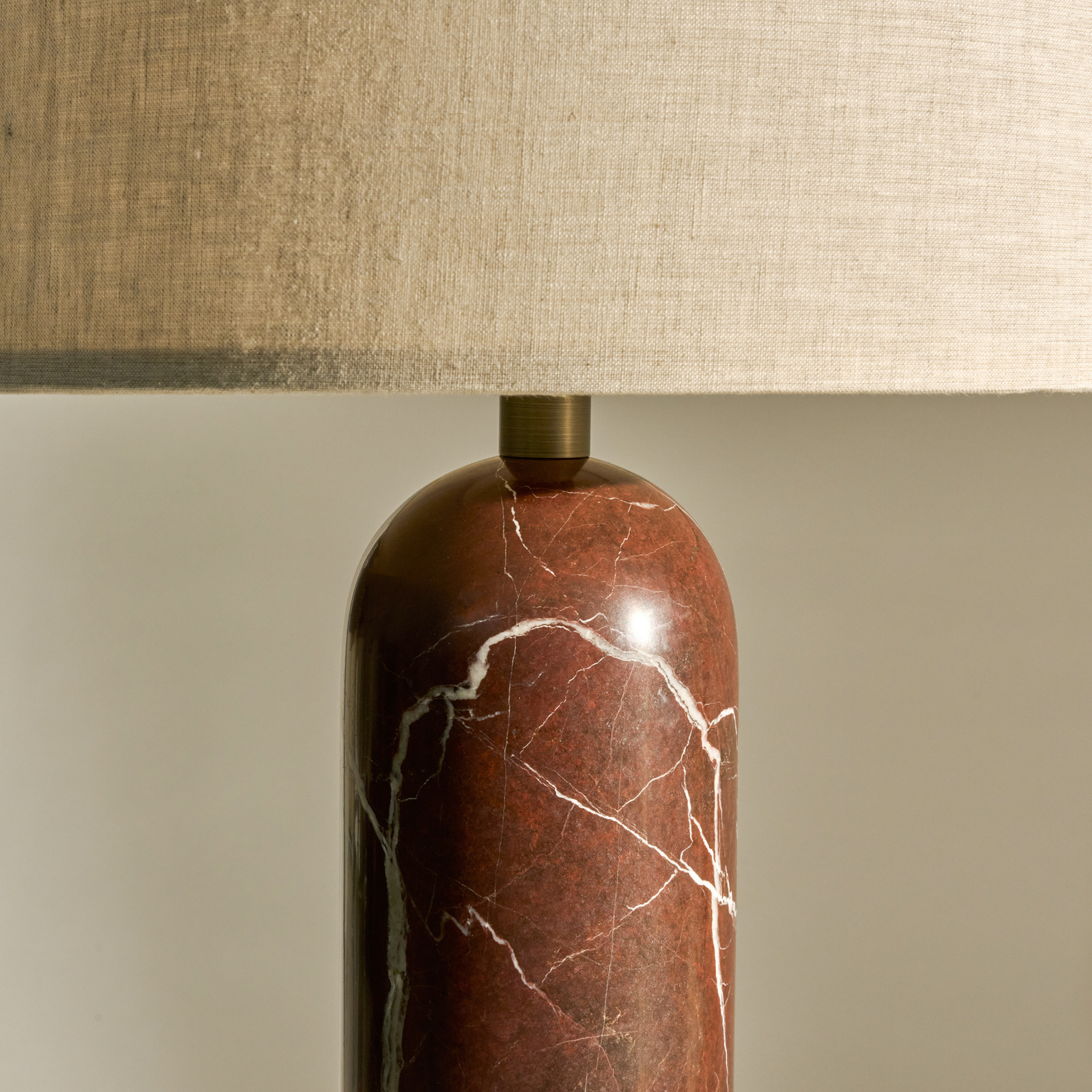 Gravity Large UK Table Lamp, Red Marble, Cream Canvas - Gubi Gravity Large UK Table Lamp, Red Marble, Cream Canvas - Gubi