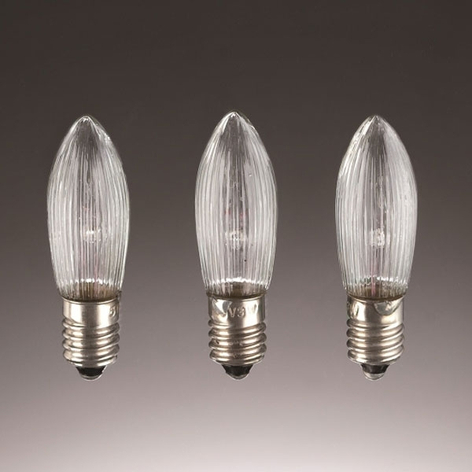 E10 ljuslampor 3W 34V reservlampor 3-pack