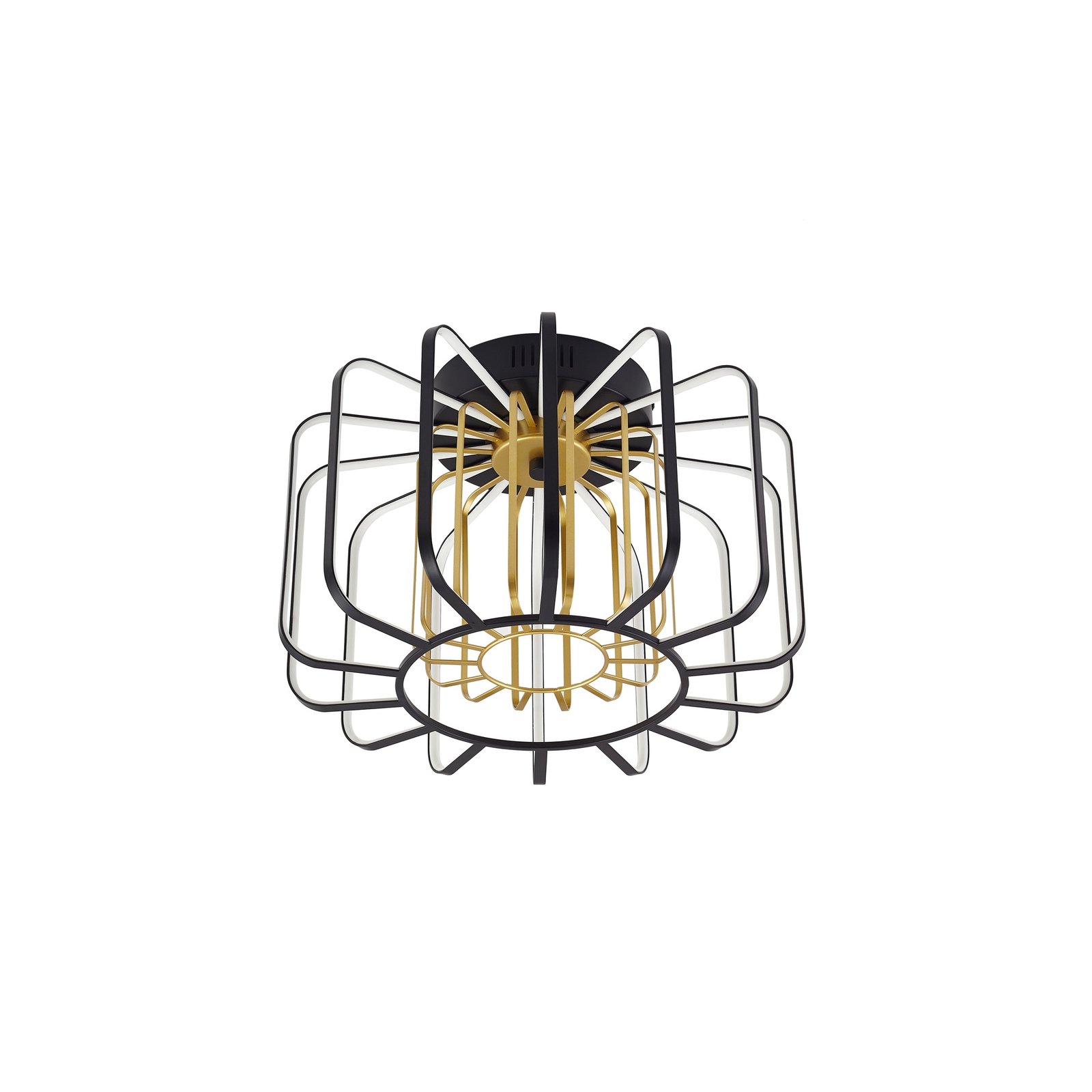 Lucande LED ceiling light Birger, height 25.5 cm, black/gold