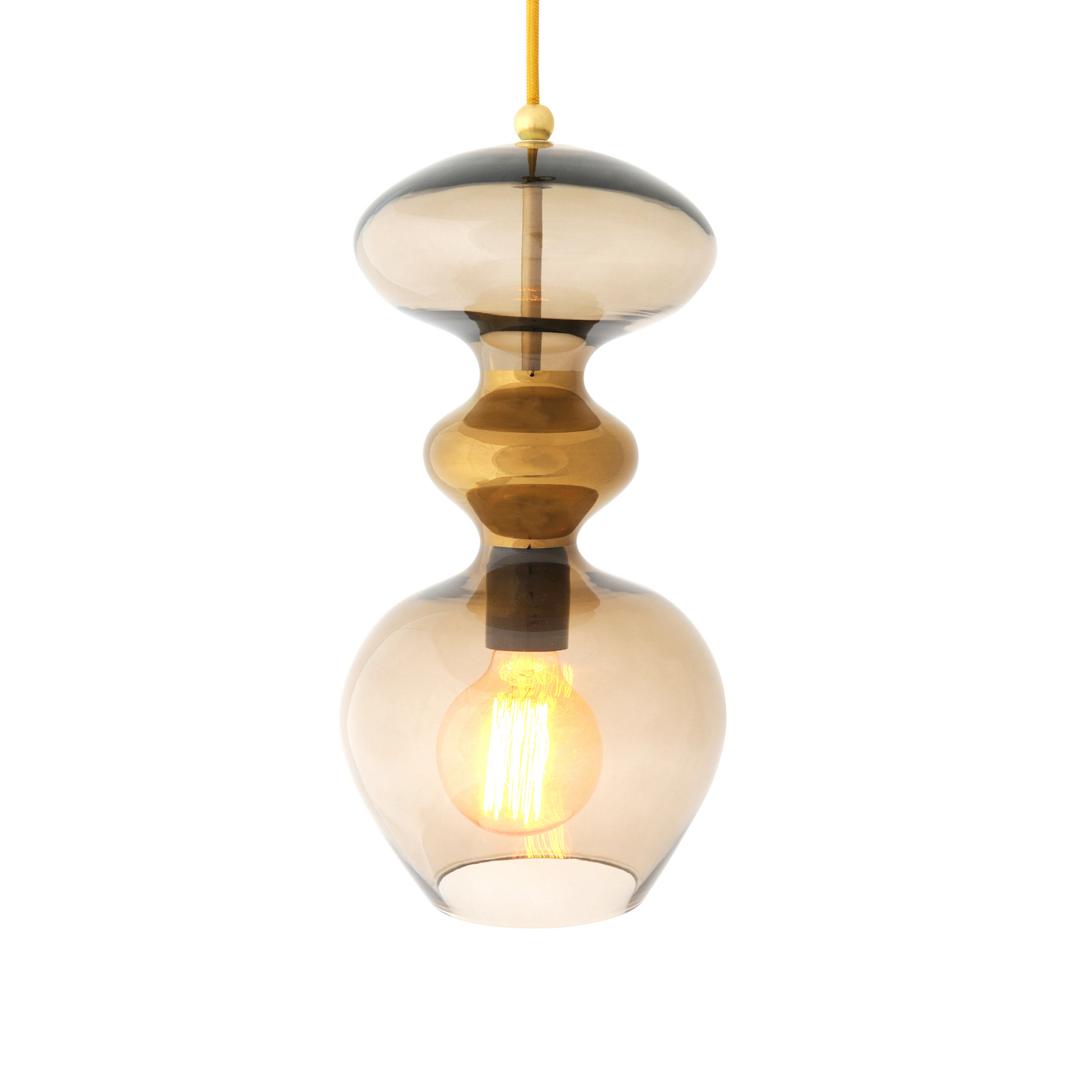 EBB & FLOW pendellampa Futura M, brun, glas, Ø 18 cm, E27