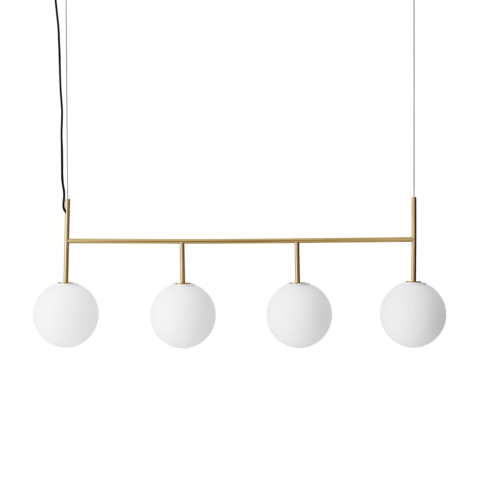 MENU TR Bulb LED pendant light 4-bulb brass/matt opal, for Living / Dining Room, brass, opal glass, E27, 7.2 W, energy efficiency: A+, L: 125 cm, W: 20 cm, H: 45 cm