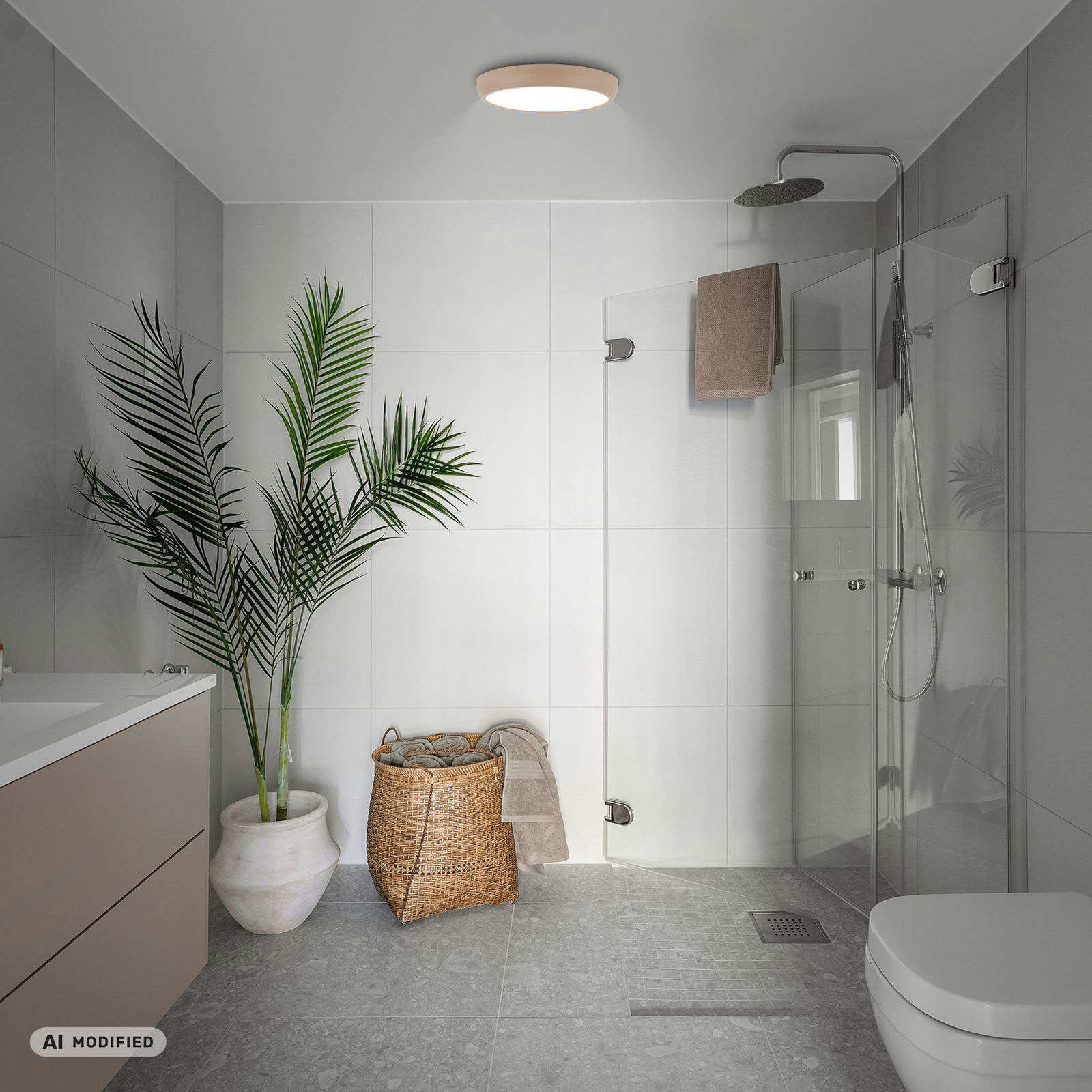 Lampa sufitowa LED Navaro, beżowo-biała, Ø 28 cm, 4 000 K Lampa sufitowa LED Navaro, beżowo-biała, Ø 28 cm, 4 000 K