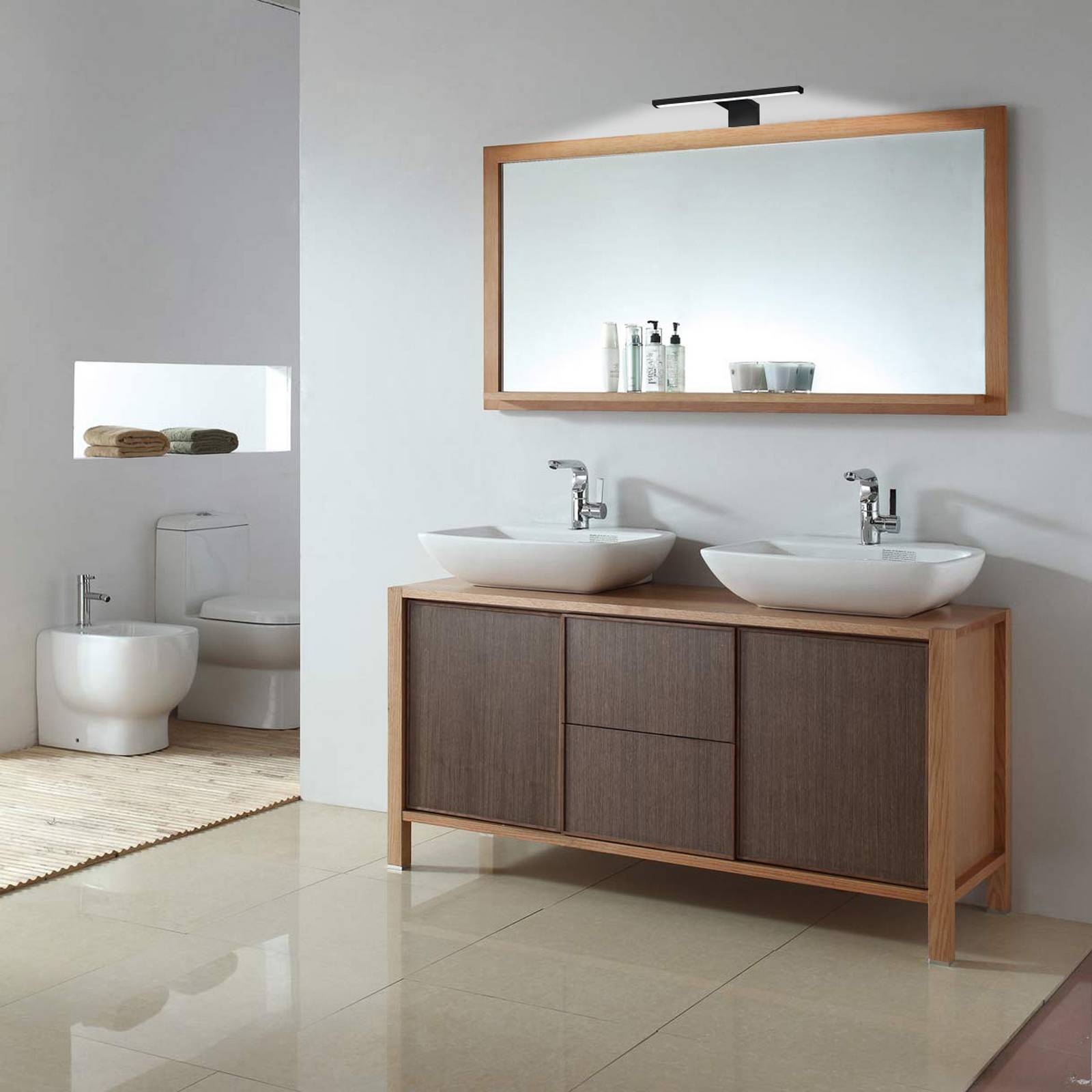 B.K. Licht Applique pour miroir LED Bill, L 30 cm, noir, métal, 4 000 K