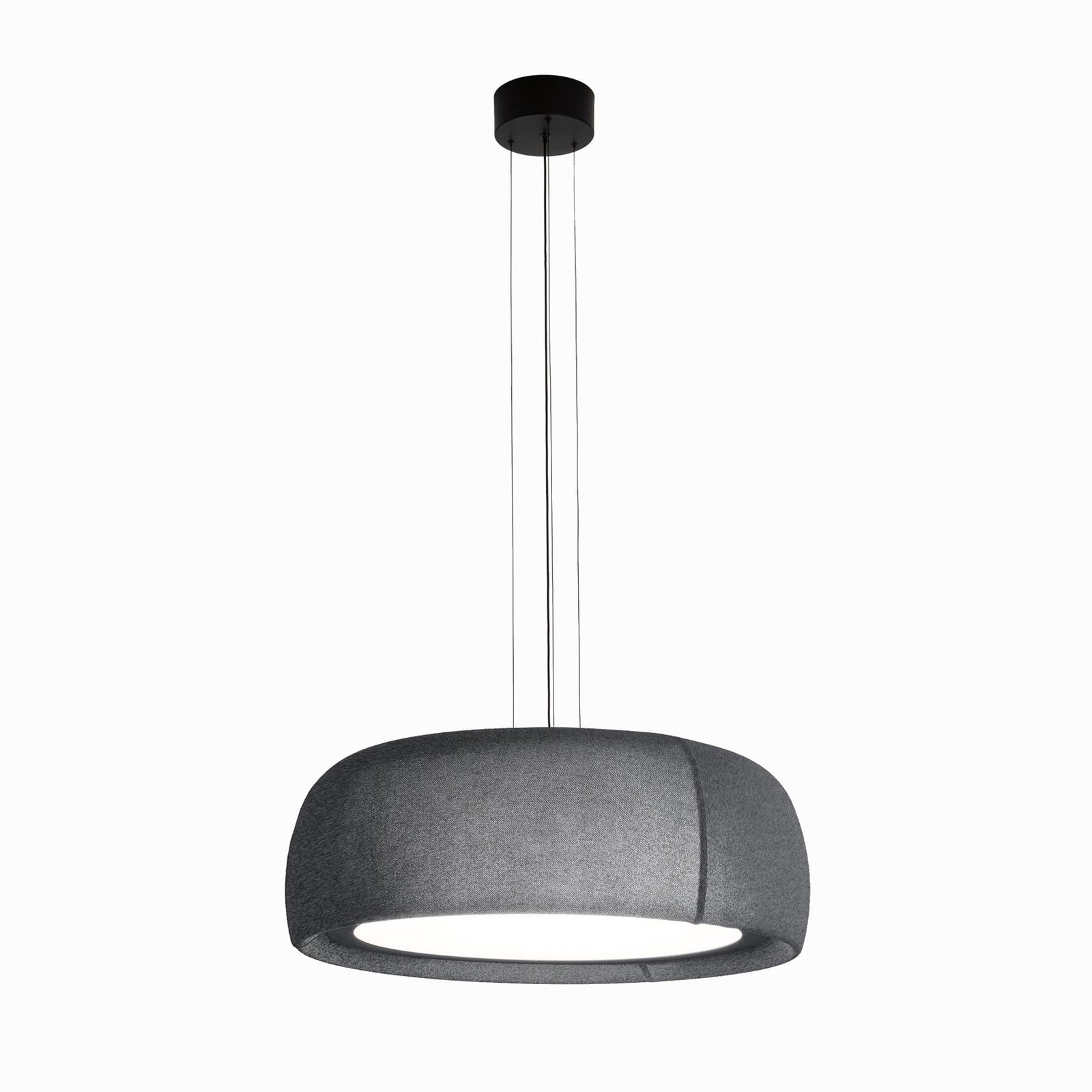 LEDS-C4 LED hanging light Gong, grey, 2,700 K, Ø 61.2 cm, fabric