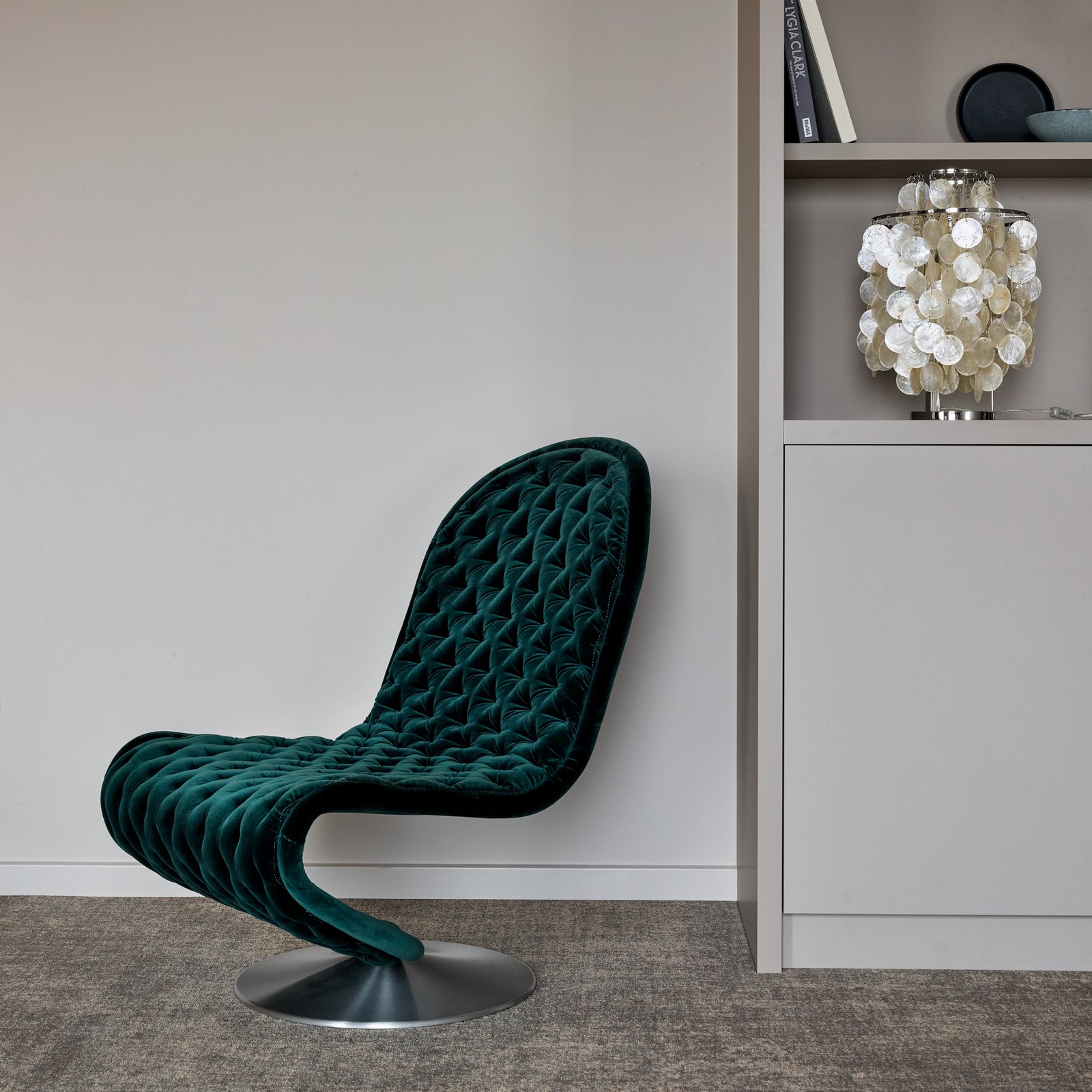 Stolna lampa FUN 1TM, krom, visina 65 cm, školjke - VERPAN