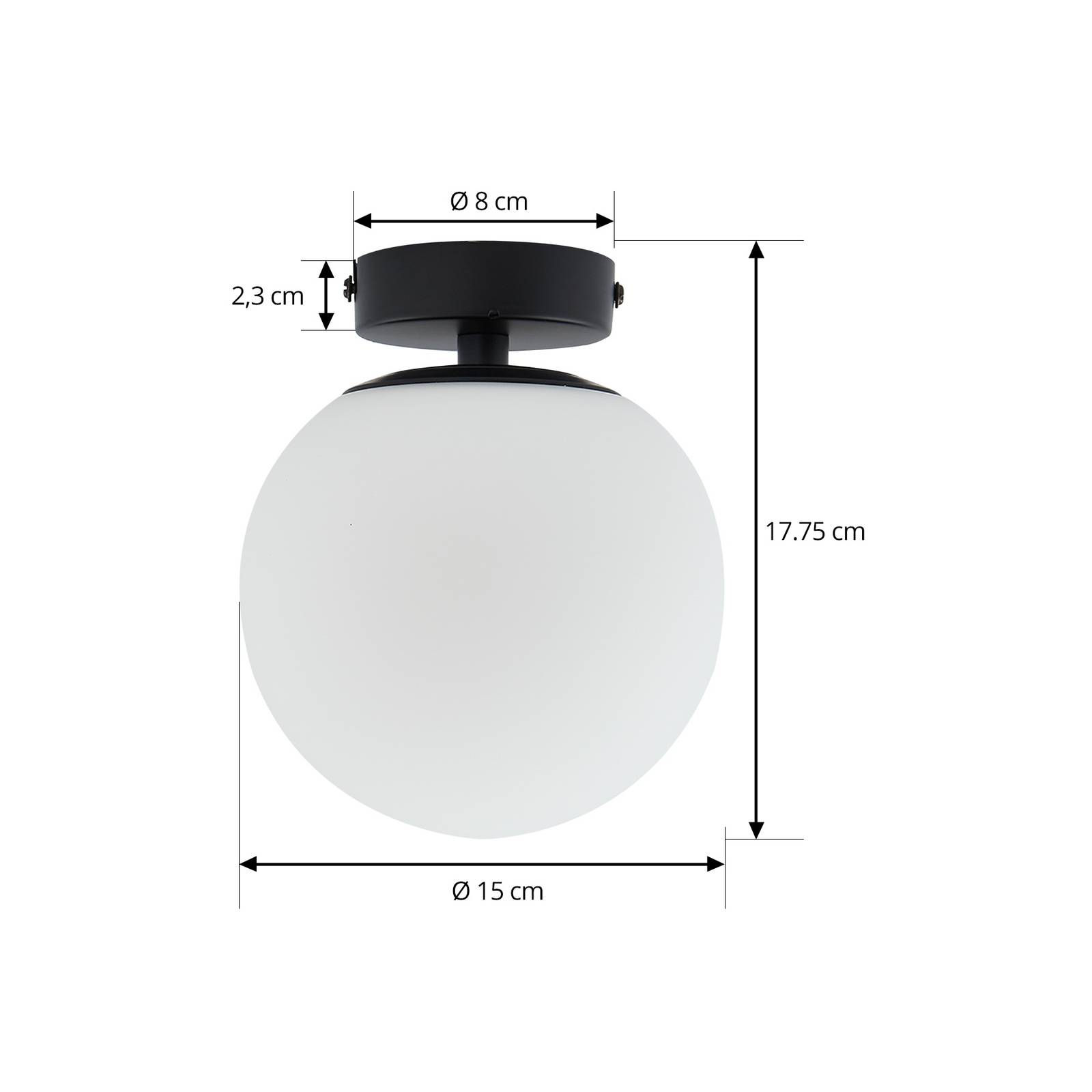 Lampa sufitowa Lucande Bidolo, czarny, szkło, Ø 15 cm, IP44