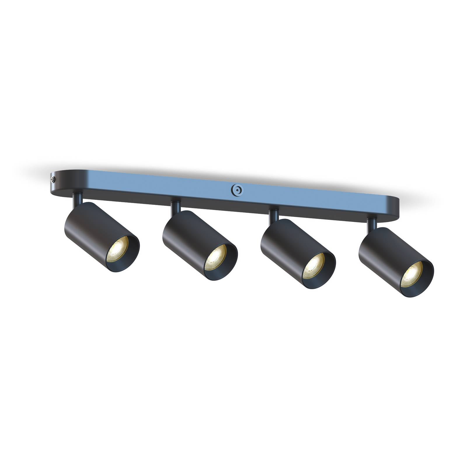 Calex GU10-Deckenspot, schwarz, Länge 49 cm, 4-flg., Metall