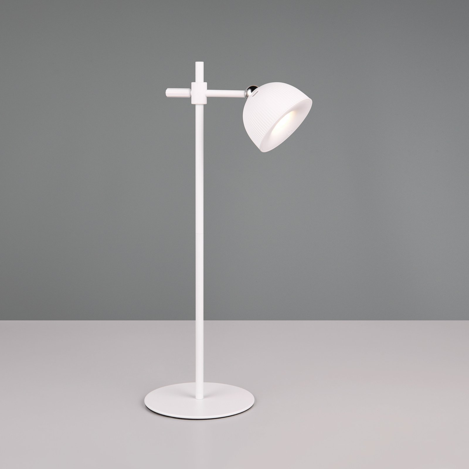 "Maxima" LED įkraunama stalinė lempa, balta, aukštis 41 cm, plastikinė