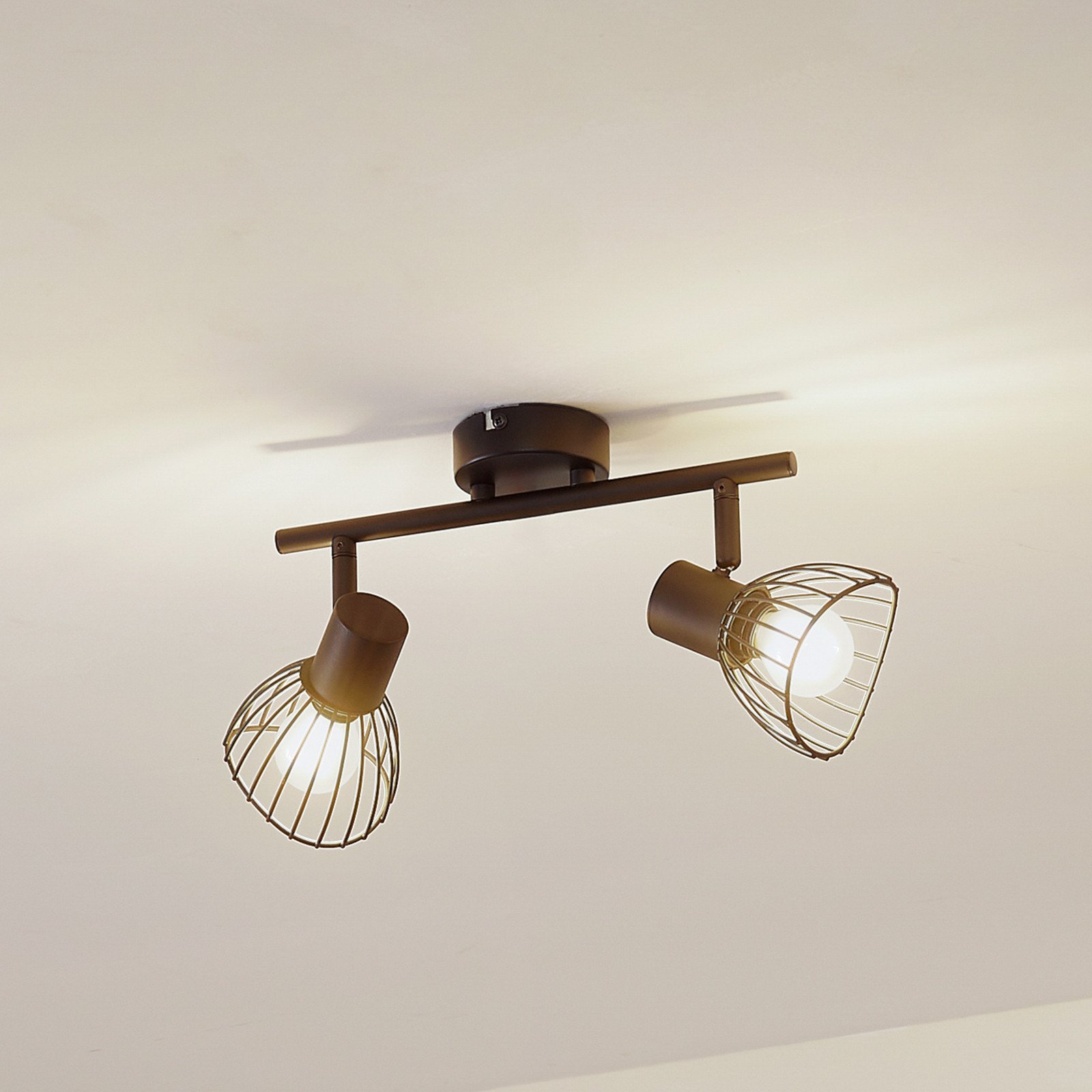 Lindby plafonieră Piena negru 2 becuri metal 39cm - Camera de zi / sufragerie - modern