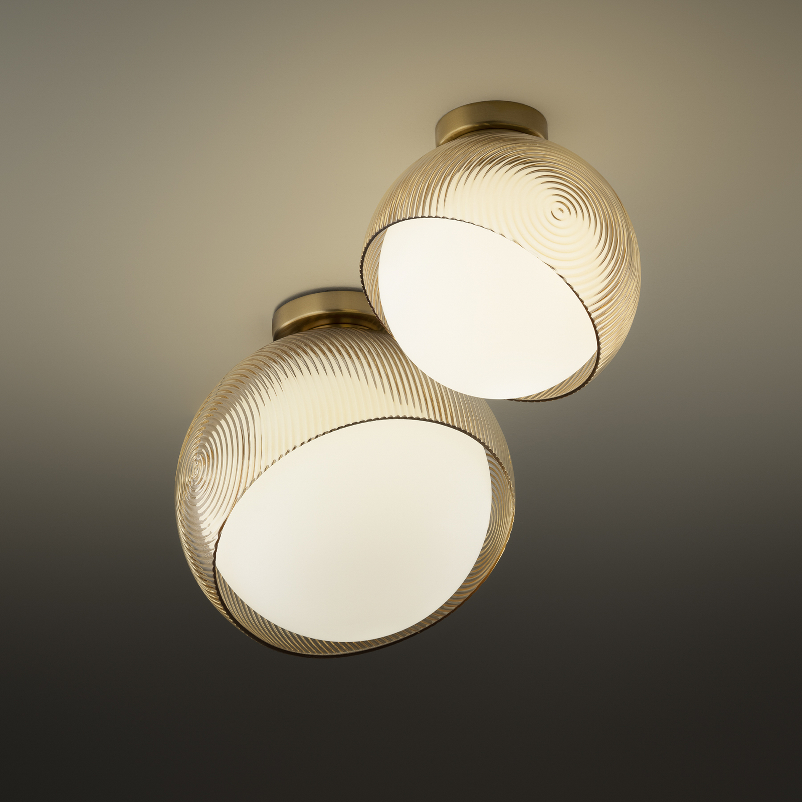 Φωτιστικό οροφής IDEAL LUX Bloom, Ø 30 cm, ορείχαλκος, μέταλλο/γυαλί