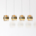 Hängelampe Royal, grau/amber Länge 80 cm, Glas/Metall 4-flg.