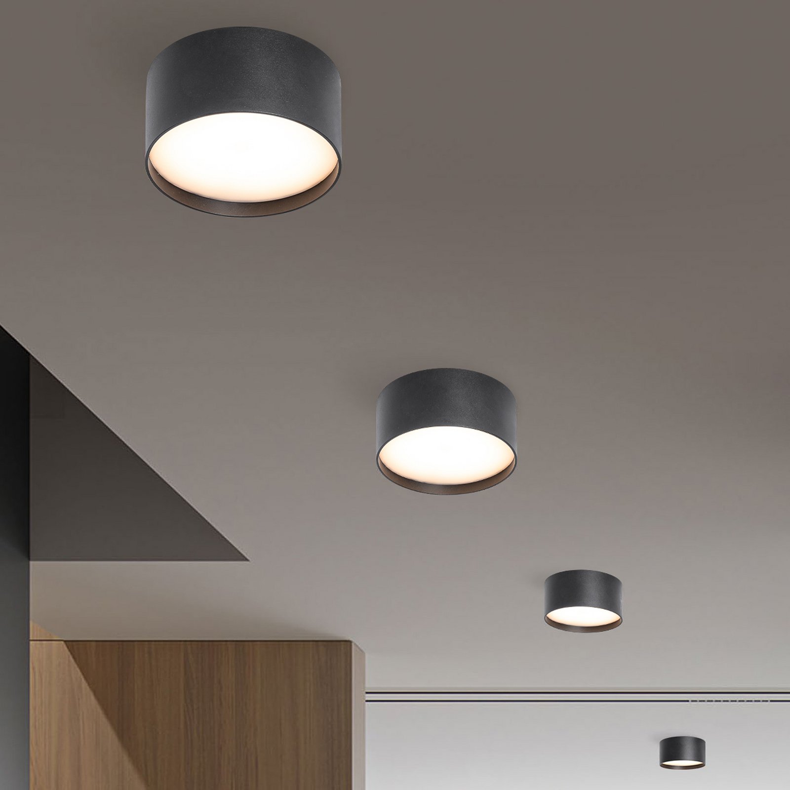 Candeeiro de teto LED CMD 9094, Ø 15 cm, antracite, IP44, metal