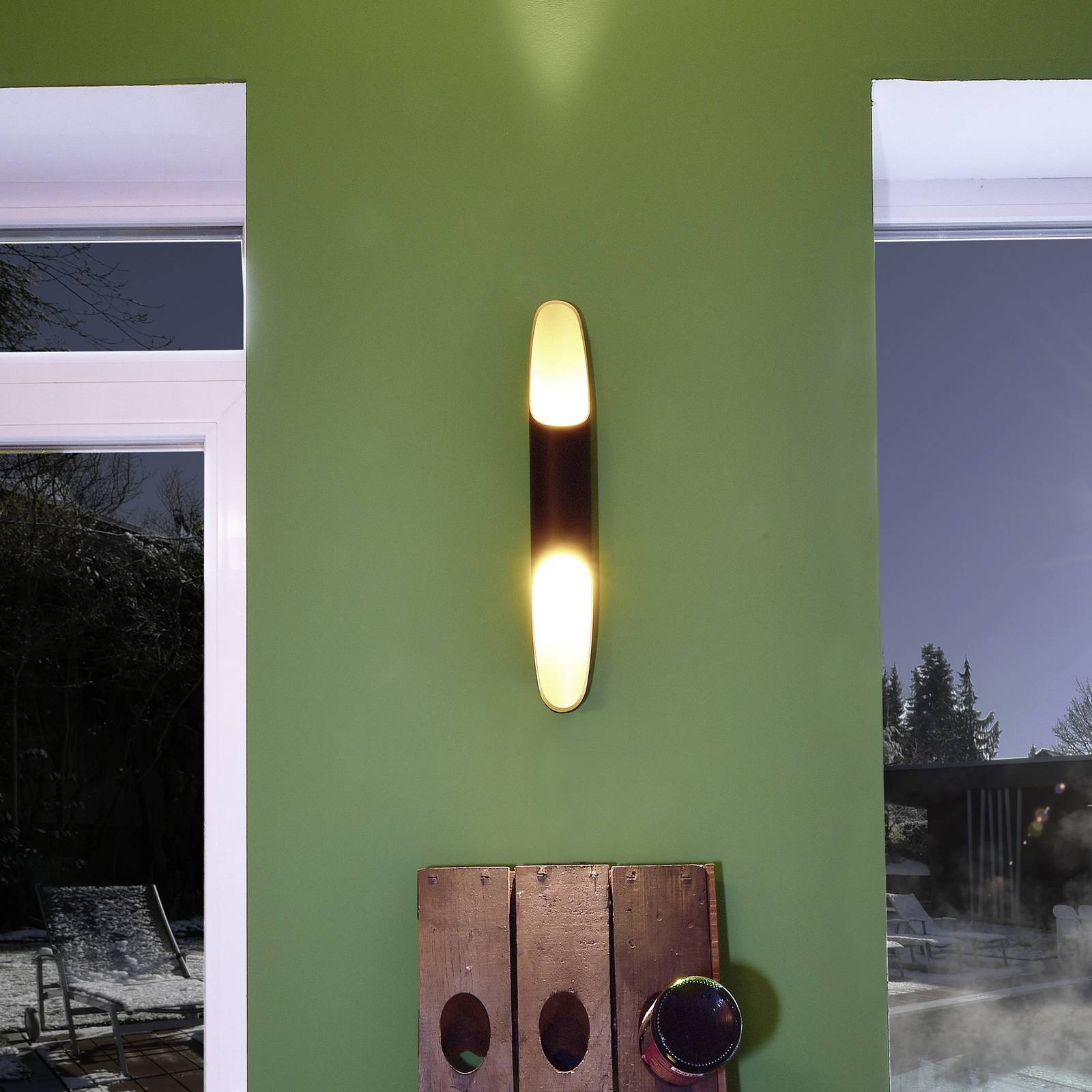 Kinkiet LED Apodis, czarny/złoty, wysokość 50 cm, metal ściemniany
