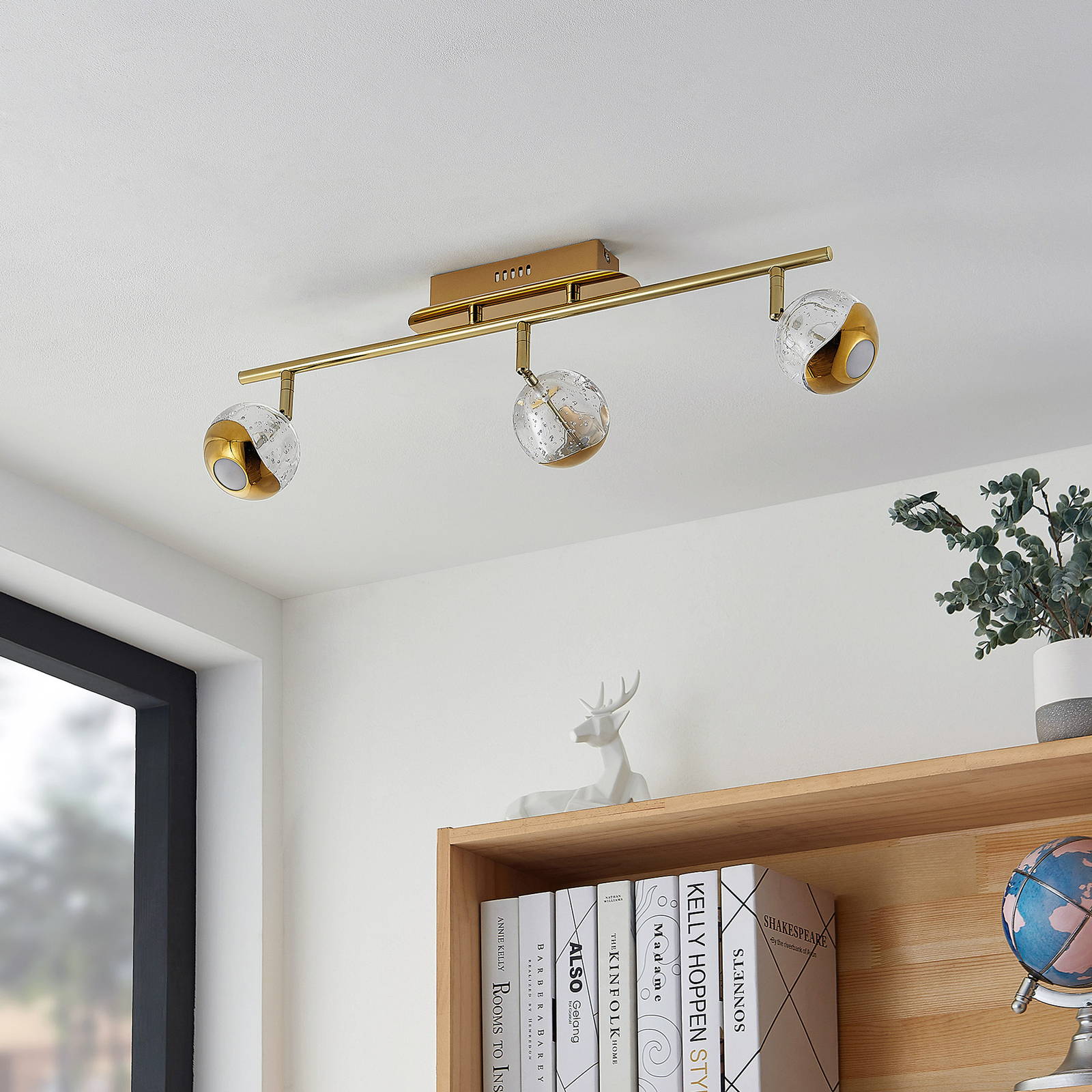 Lucande Kilio LED plafondspot, 3-lamps, goud