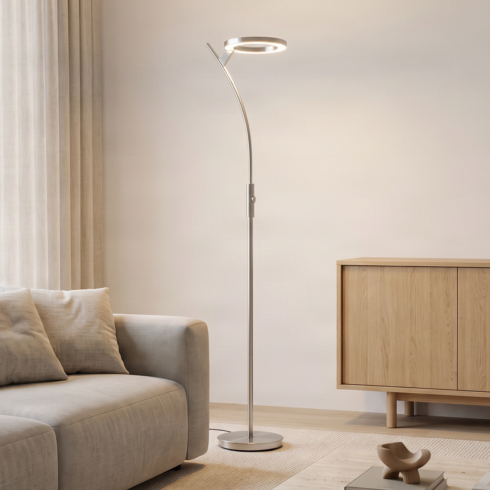 Lampa stojąca LED Lindby Darion, szary, metal, ściemniany, 180cm
