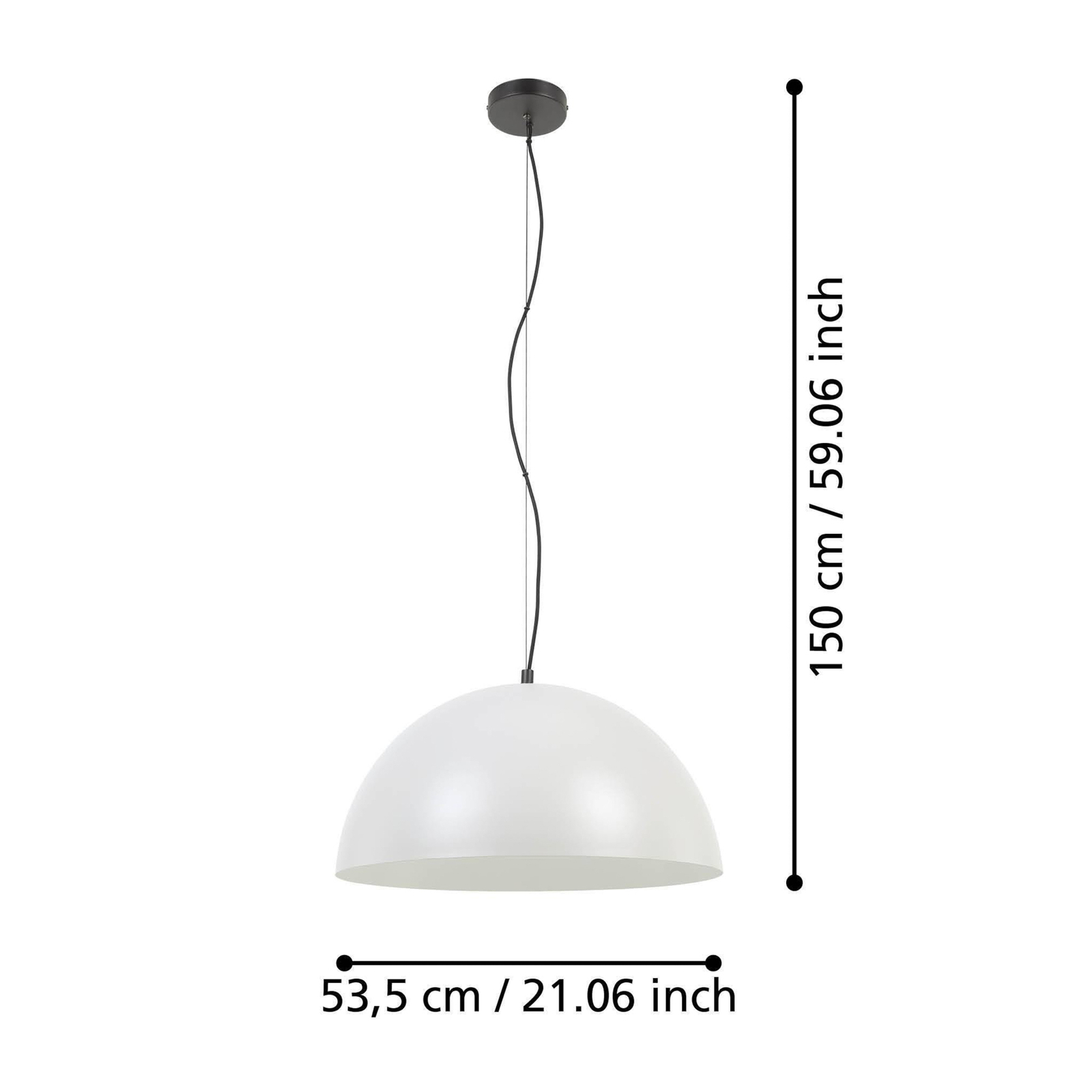 Gaetano 1 lámpara colgante, Ø 53 cm, gris/blanco, acero